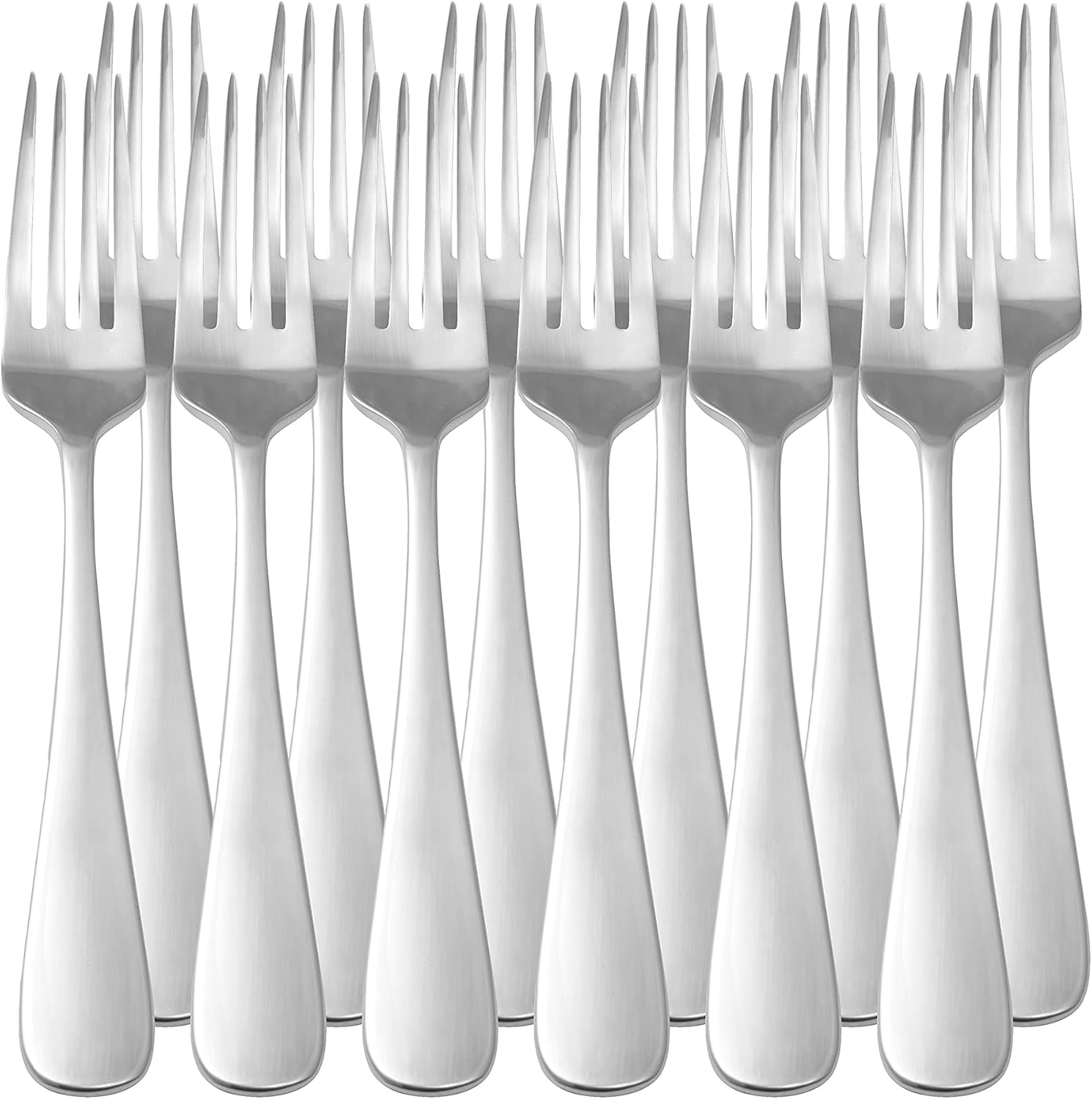 Amazon Basics Stainless Steel Dinner Forks with round Edge, Pack of 12, Silver image number 1