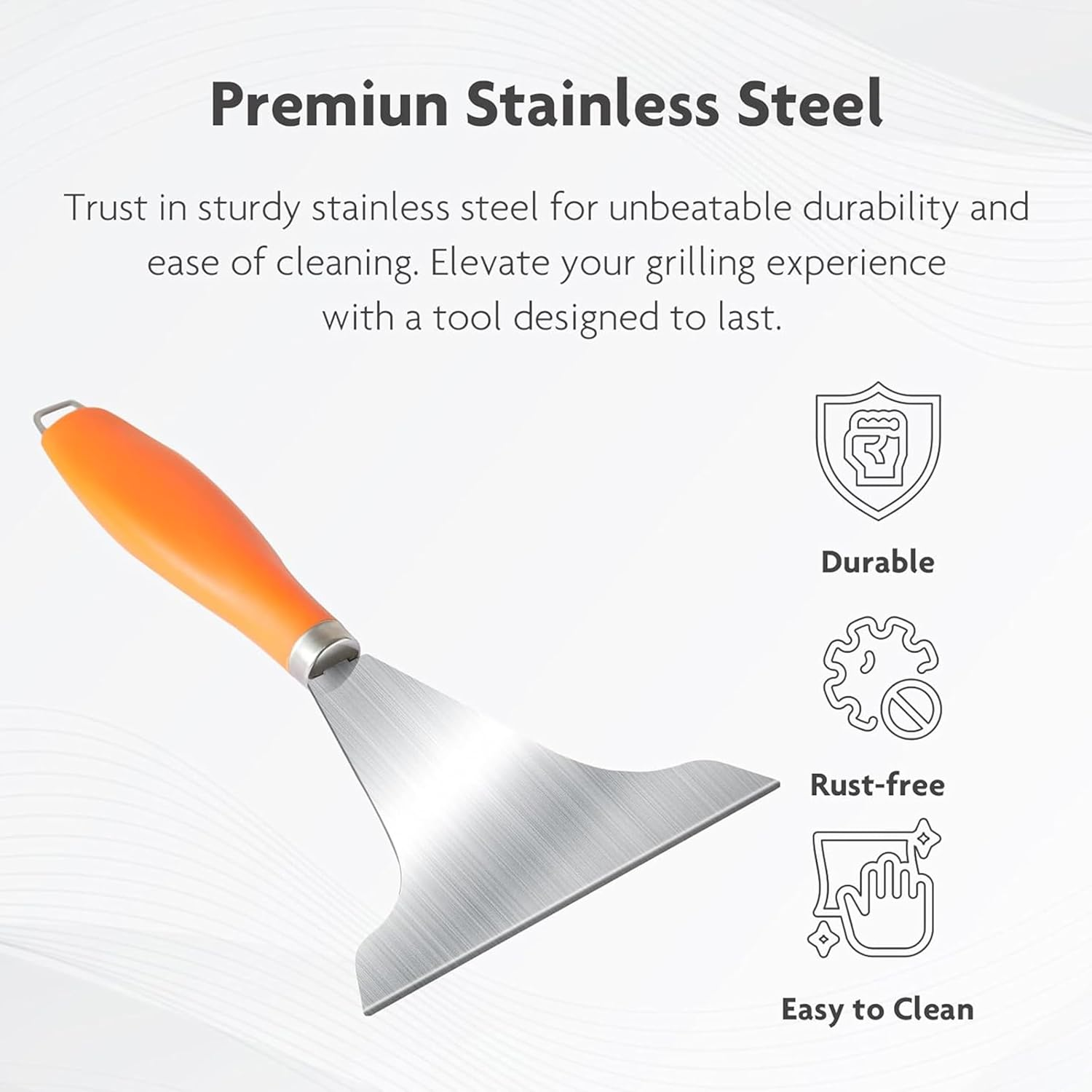 Griddle Scraper for Flat Tops,Grill Scraper for Blackstone,Outdoor BBQ Cleaning Accessories Tool,Stainless Steel Oil Fume Shovel,Kitchen Cooking Cleaning Supplies,Barbecue Supplies image number 2