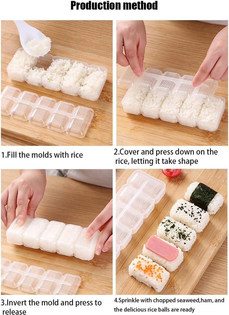 Onigiri Molds 4 Pcs, Rice Mold Sushi Musubi Maker Kit, DIY Rice Ball Mold, Suitable for Making Lunch Bento and Family Picnic Bento image number 5