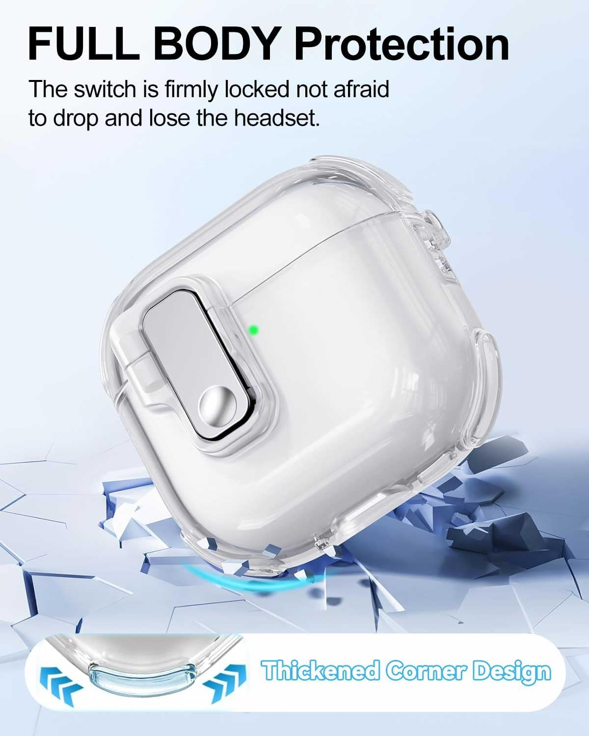 T Tersely Safety Lock Case for Airpods 4 with Cleaner Kit,Secure Lock Armor Shockproof Protective Hard Shell with Carabiner&Cleaner Kit - Transparent image number 5