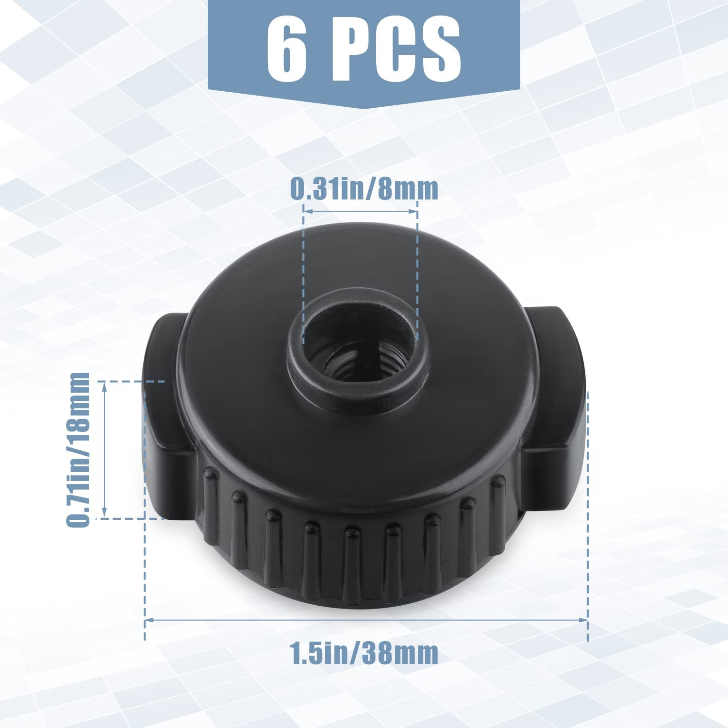 6Pcs Quick Release Cymbal Nuts, 8Mm Cymbal Mate Nut Black Plastic Cymbal Lock Nut for Percussion Drum Kit Jazz Drum Parts Accessories image number 2