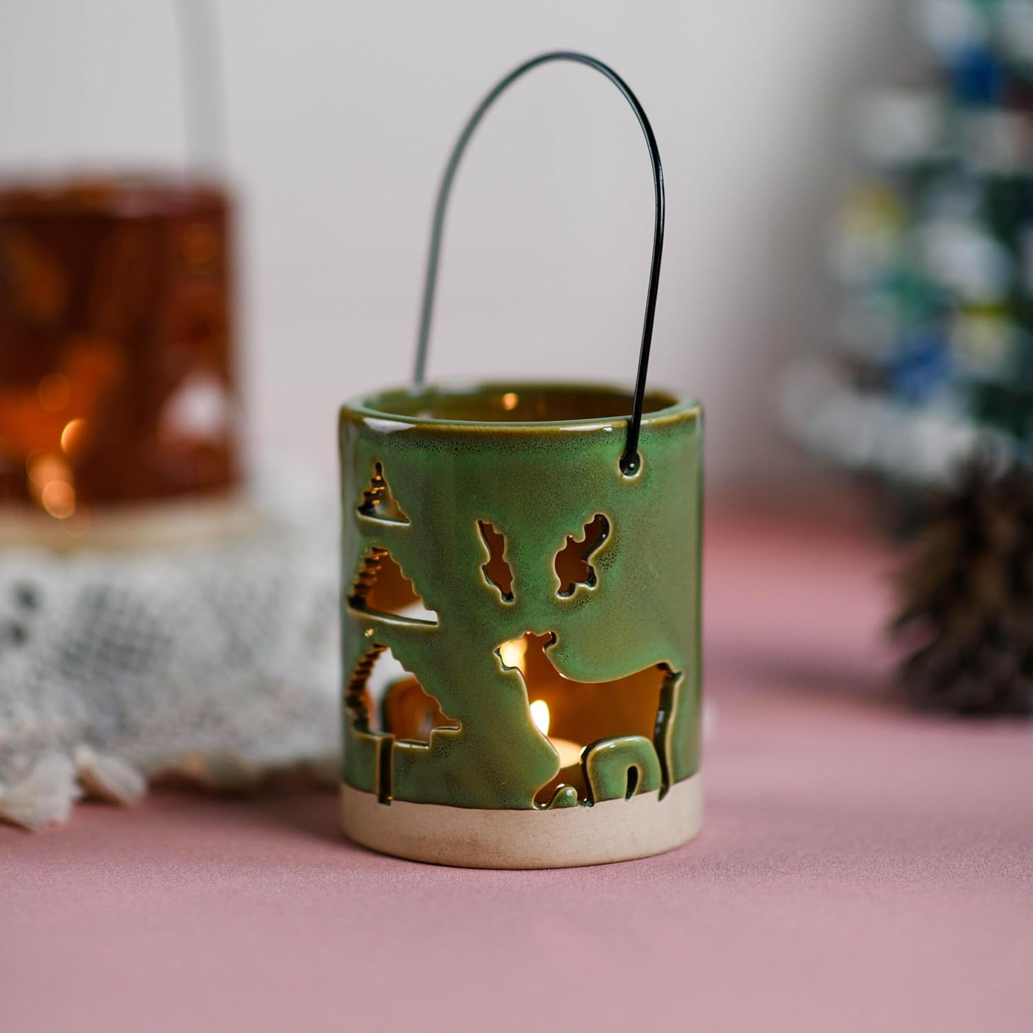 Ballarart CO Tealight Candle Holder Set of 3 - Ceramic Tea Light Candle Holder, Ceramic Home Decor for Table & Shelf, Romantic Valentines Day Gift