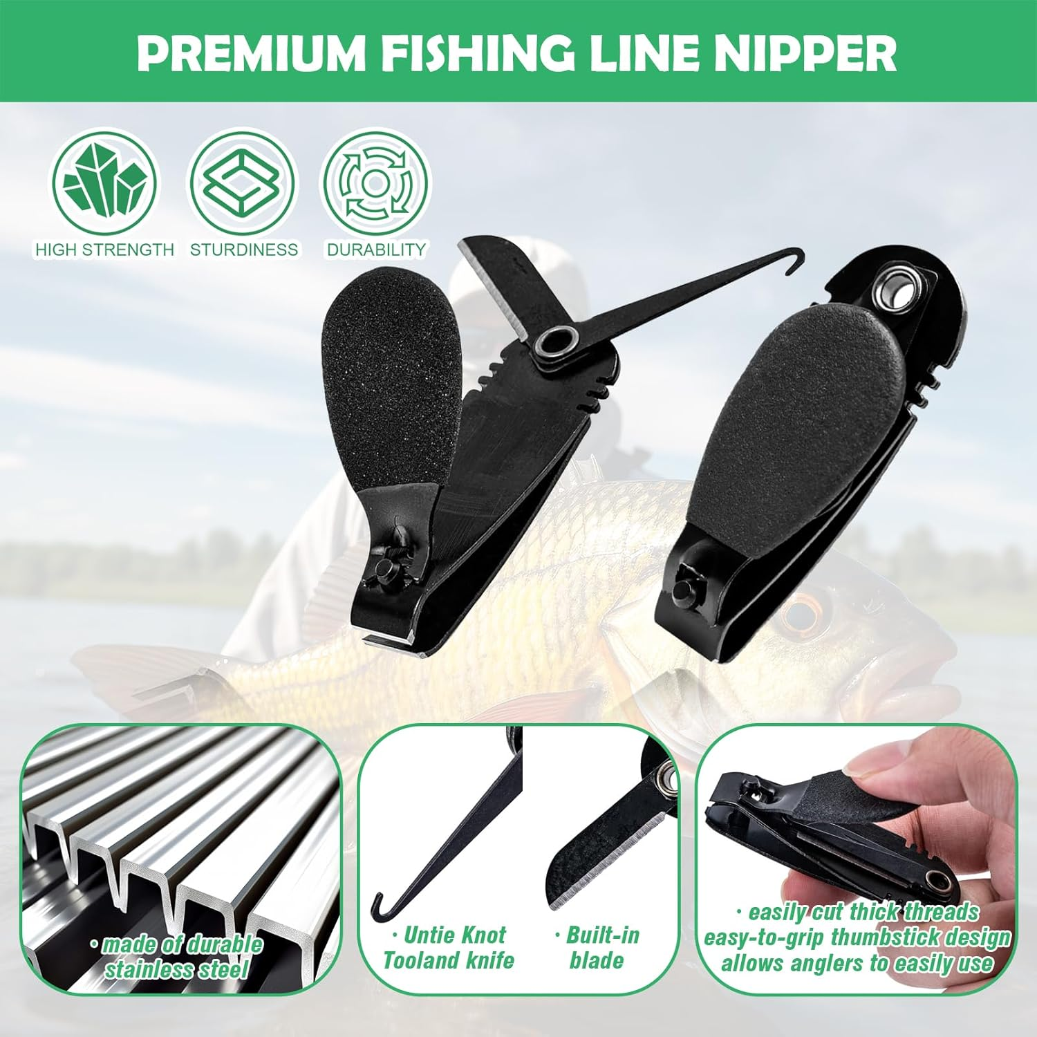 Yauhar 7Pcs Fishing Knot Tying Tool Set, Fishing Line Cutter Clipper, Hook Sharpener, Hook Eye Needle, Tackle Accessorizes for Fly Fishing image number 3