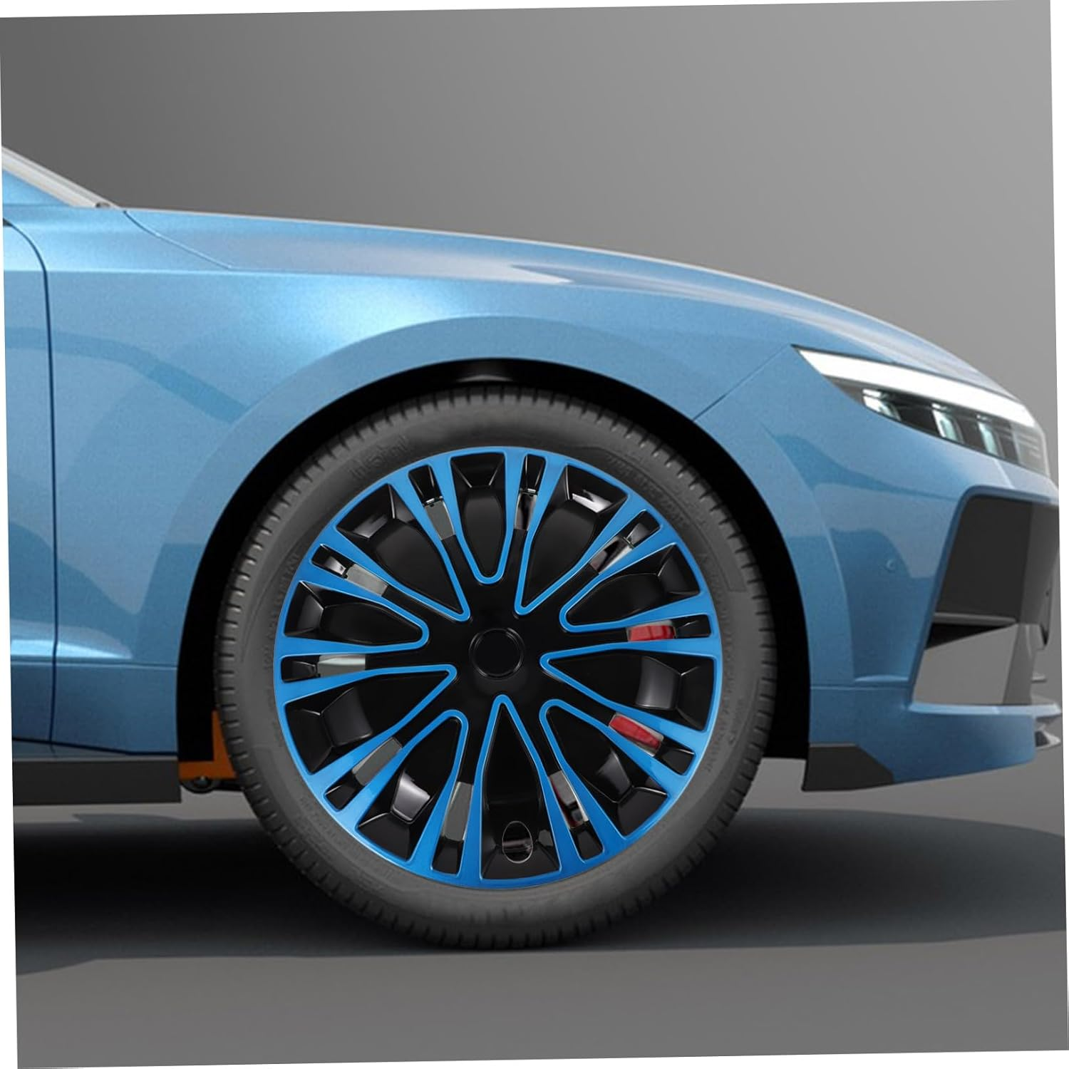 GRIRIW 15-Inch Blue Black Car Hubcap Wheel Cover Universal Automotive Decorative Hub Caps Vehicle Rim Cover for Passenger Cars