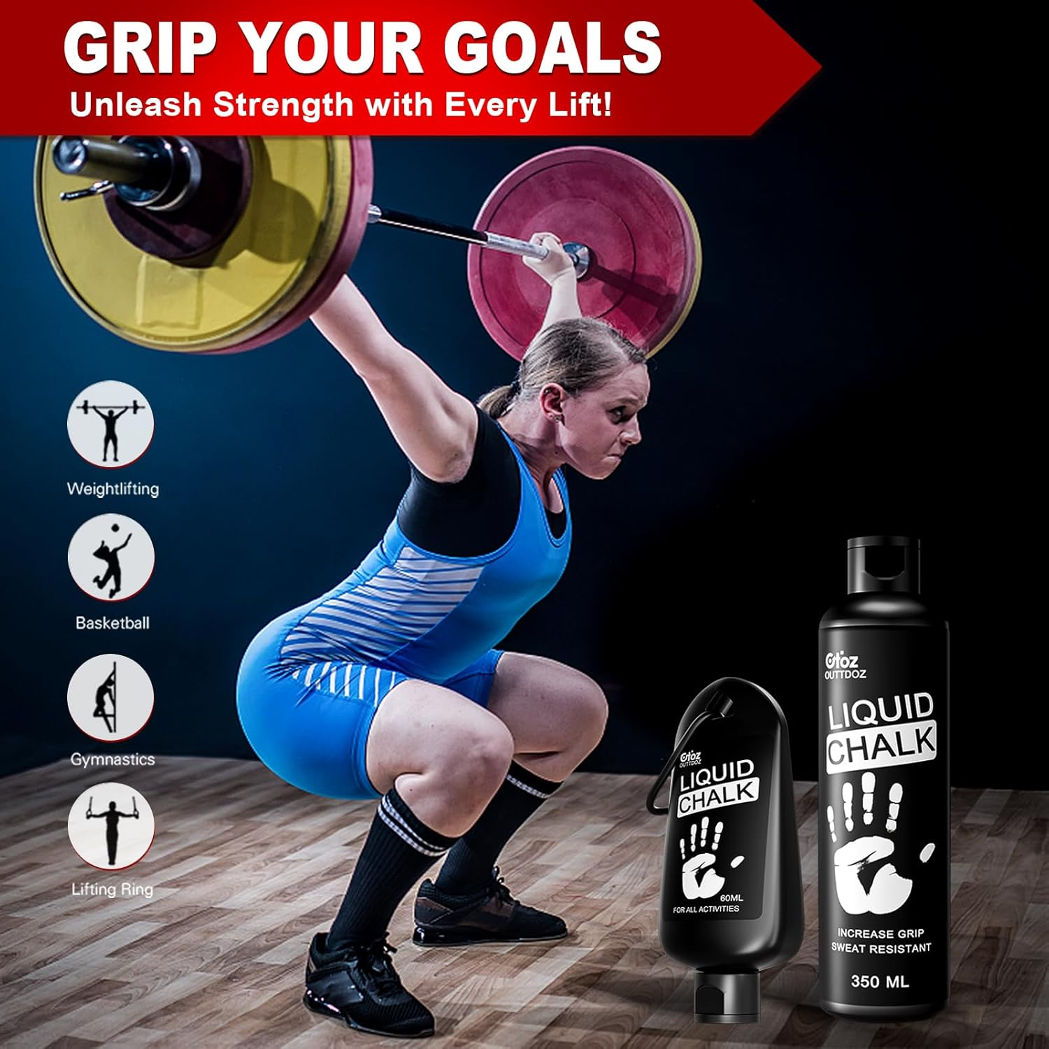 60ML Superior Grip Liquid Chalk Mess-Free Gym Chalk for Weightlifting, Gymnastics, Rock Climbing, Dancing, Dries in Seconds. image number 2