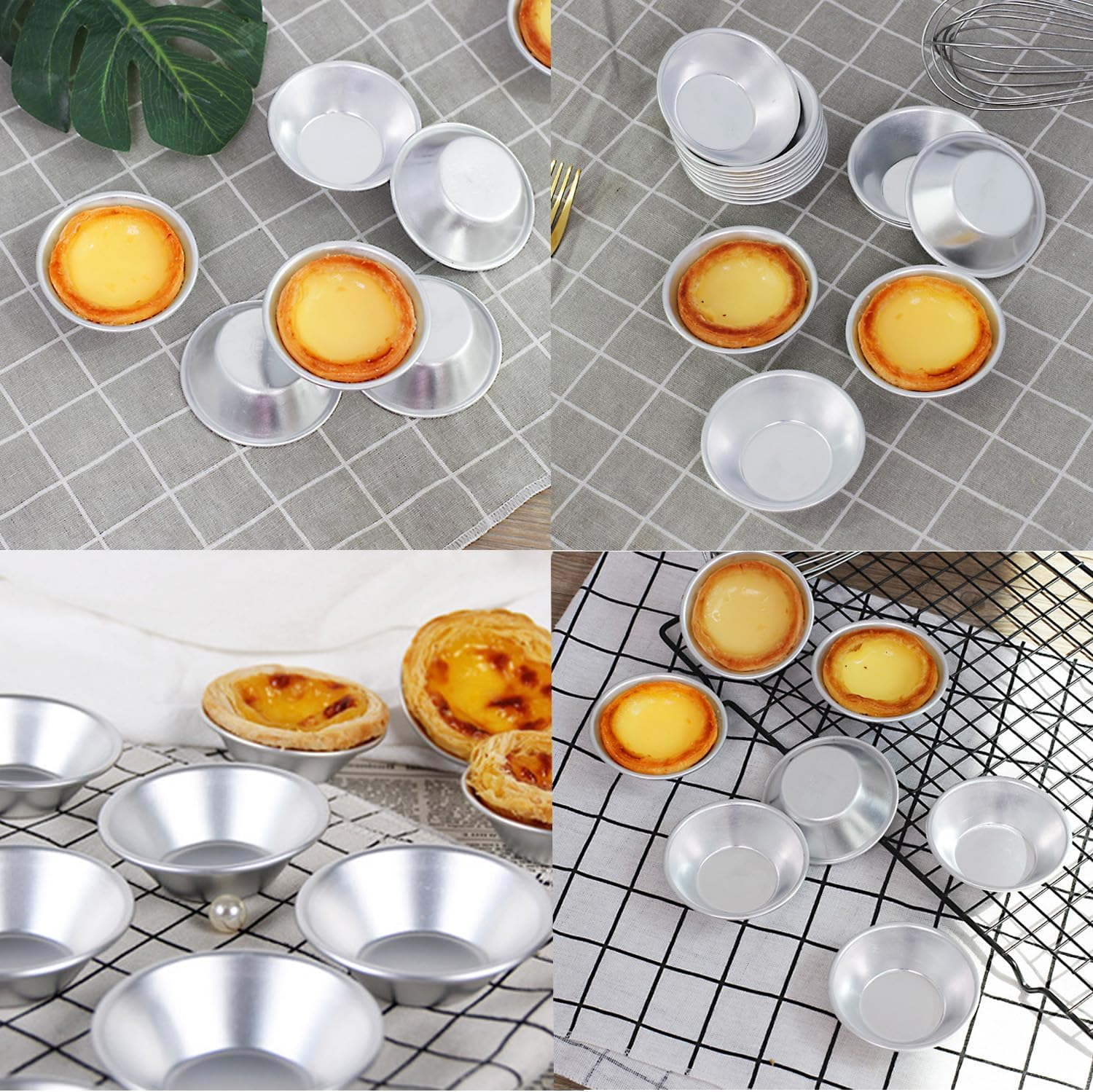 20PCS Aluminium Tart Moulds,Thickened Non-Stick round Cake Cups,Baking Moulds,Pudding Mould Cups,Quiche Models,Cupcake and DIY Dessert Moulds image number 3