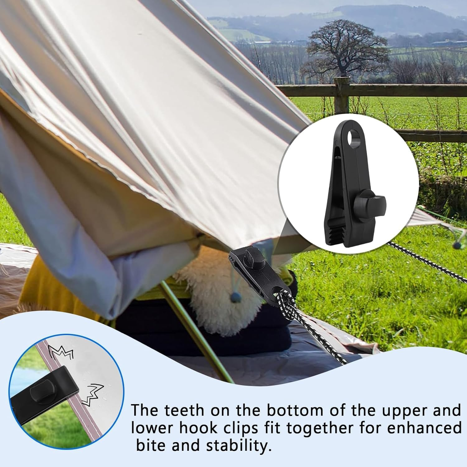 Heavy Duty Tarp Clips - 10 Pack Lock Grip Clamps for Awnings, Outdoor Camping, Canopy, Car Cover, Pool Cover - Windproof 60Mph Strong Wind Resistant Tarpaulin Fasteners image number 5