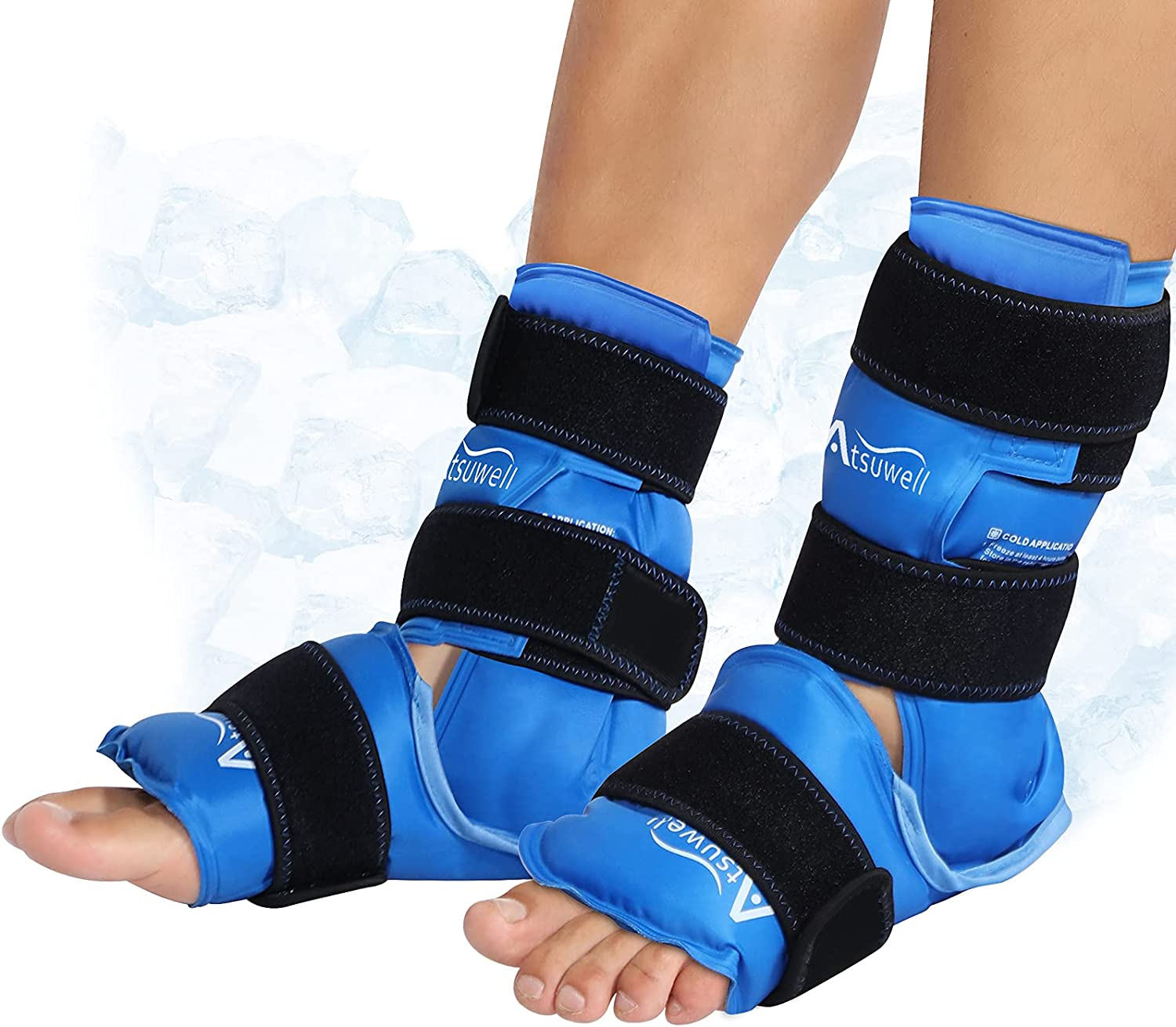 Atsuwell Ankle Foot Ice Pack Wrap, Reusable Ice Pack for Ankle Foot, Large Gel Cold Pack Foot for Cold Compression, Flexible Heel Ice Pack for Men Women, Relaxation image number 2
