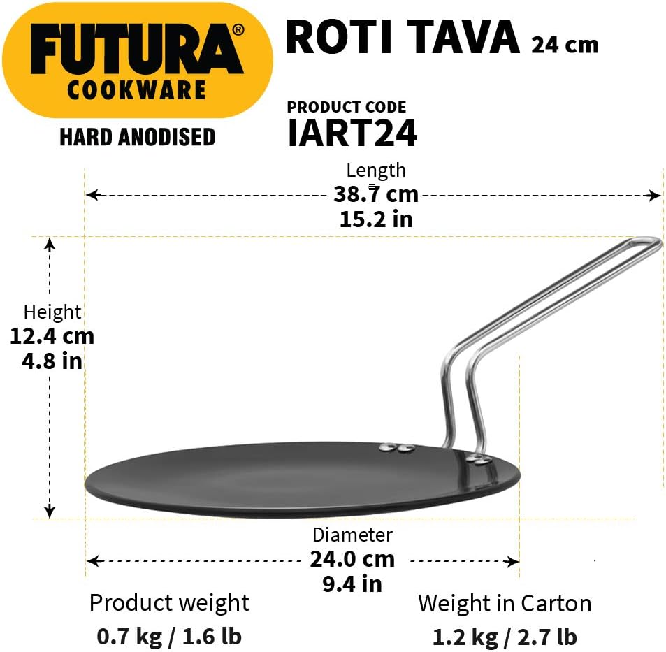 Hawkins Futura Hard Anodised Induction Roti Tava, 24 Cm Diameter image number 4