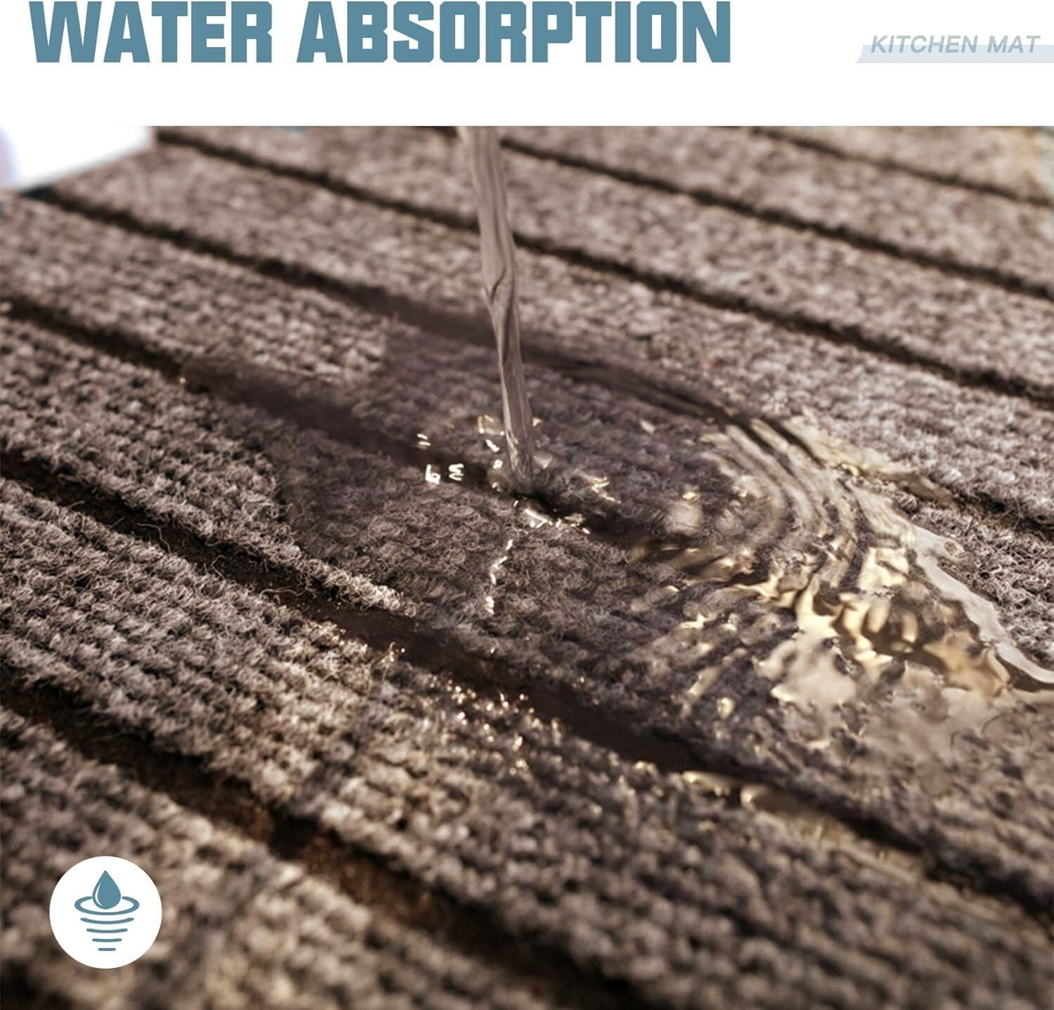 Kitchen Mat for Floor, Anti-Slip Kitchen Rug, Washable Kitchen Floor Mat Runner Carpets (BR) - Black image number 5