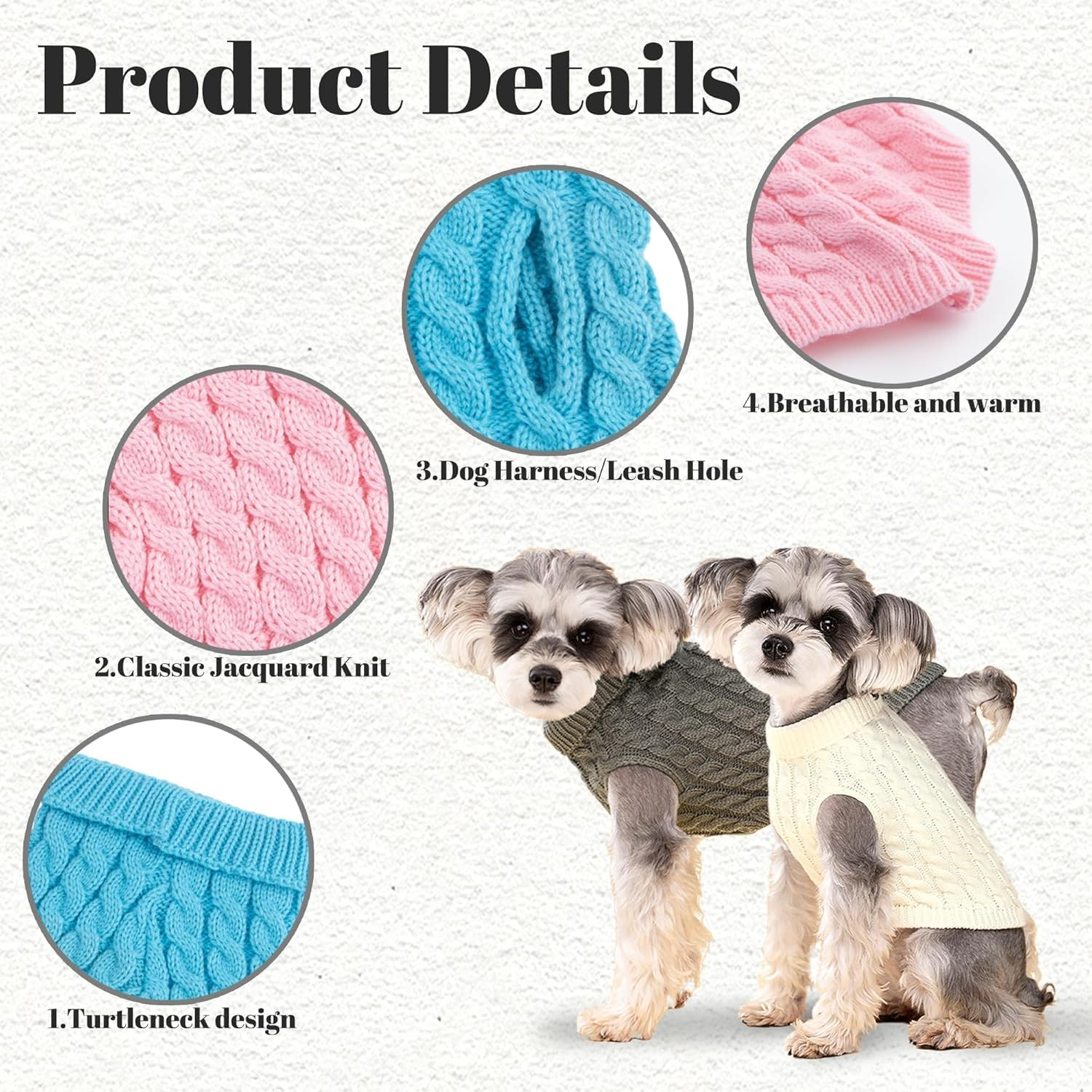 Dog Sweaters 2-Pack Australia - Warm Knitted Turtleneck Jumpers for Small Dogs & Cats Winter Pet Clothes Set | Machine Washable | Striped Design | Perfect for Aussie Climate(Black-S)