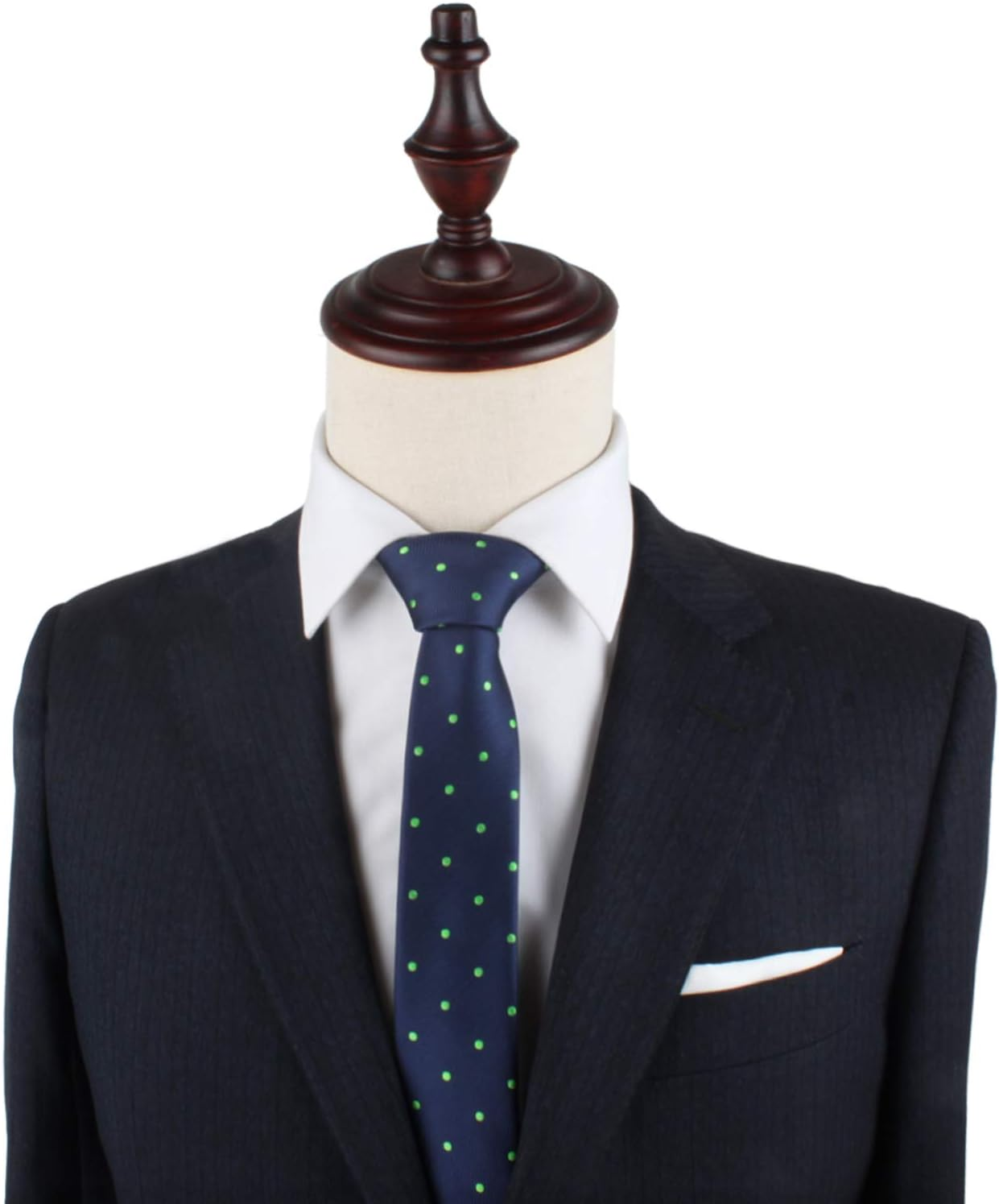 Navy Green Polka Dot Skinny Tie | Neckties for Men | Xmas Present for Men image number 3