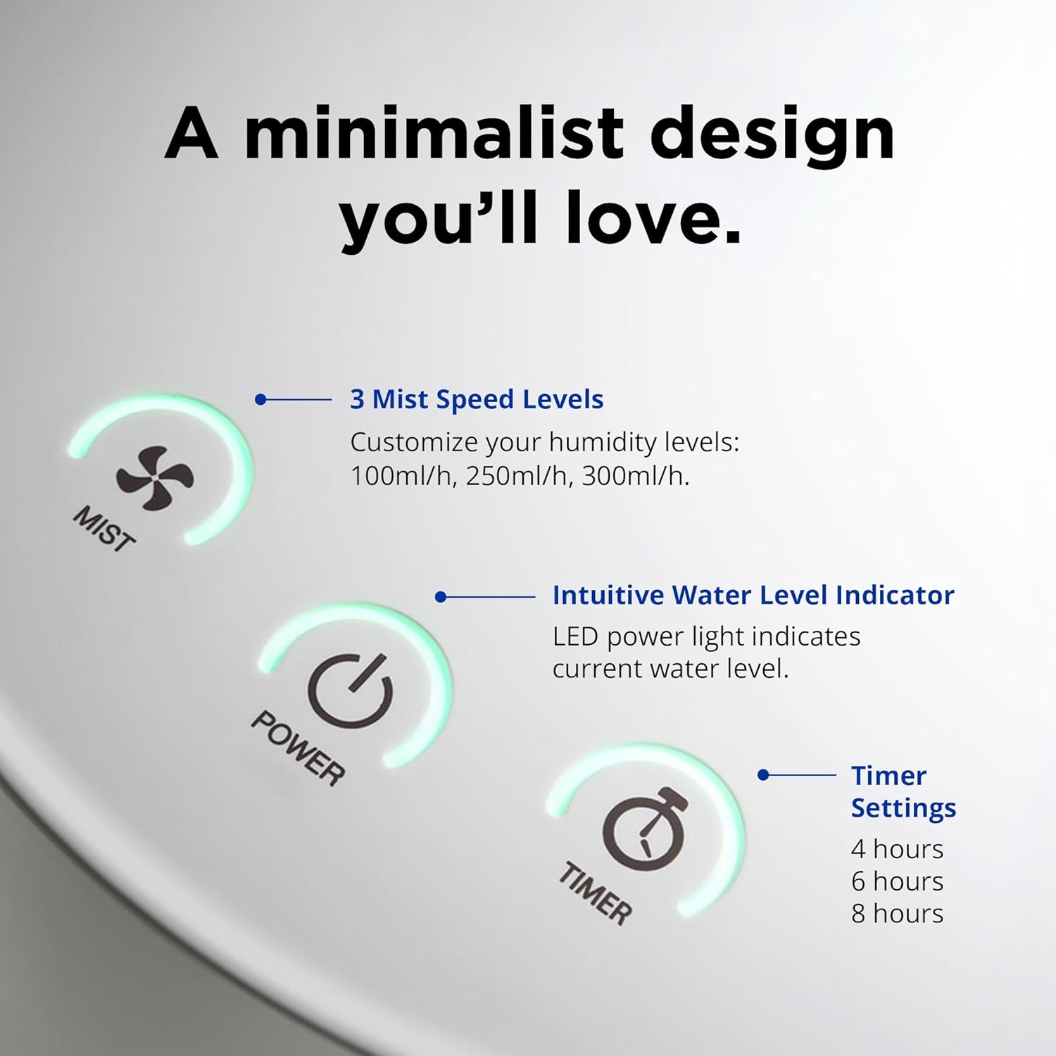 Carepod One 31S Stainless Steel Ultrasonic Cool Mist Humidifier Whisper-Quiet Easy Clean for Large Room 1Gal (4Liter), Only 3 Washable Parts, Auto Shut-Off image number 3