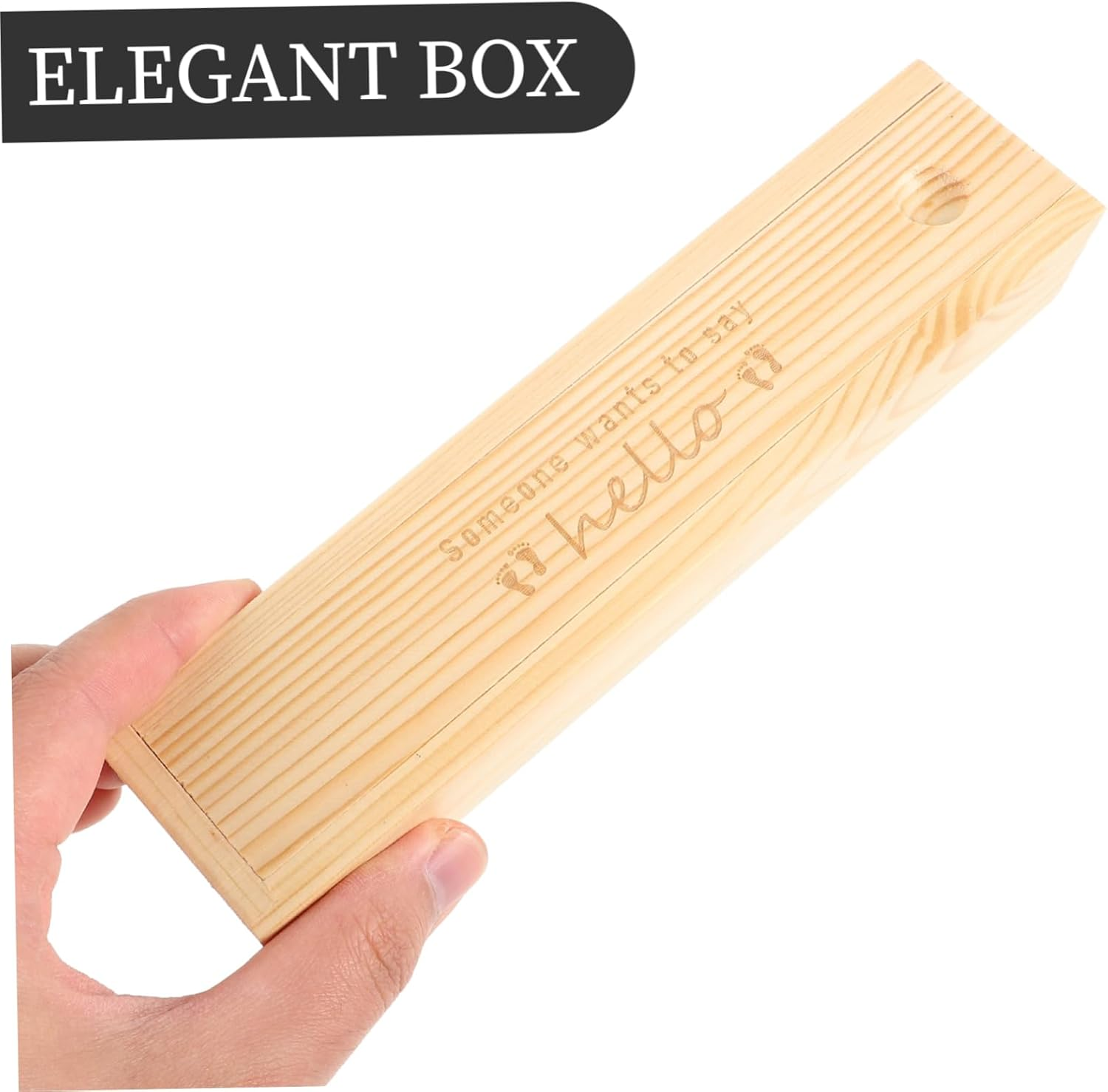 Wooden Pregnancy Test Box Female Pregnancy Announcement Case for Newborn Keepsake Charming Footprint Motif Storage Box image number 6