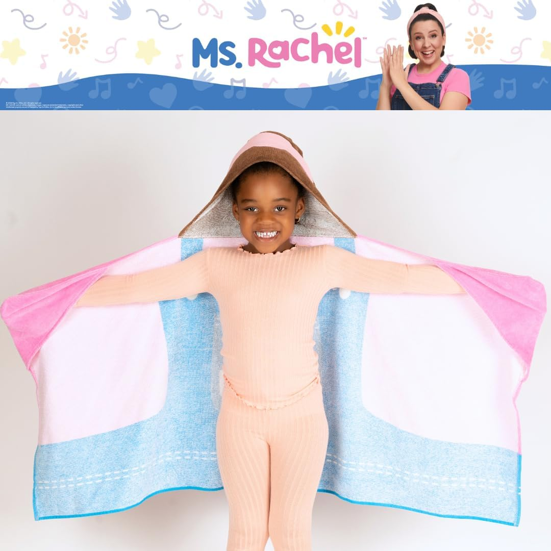 Franco Ms. Rachel Kids Super Soft Bath/Pool/Beach Soft Cotton Terry Hooded Towel Wrap, 24 in X 50 In, (Officially Licensed Product)