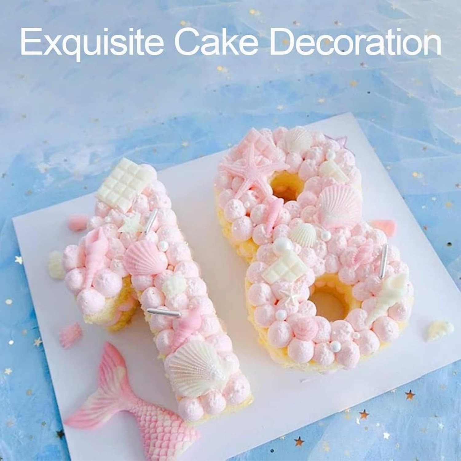 MIZOXY 4PCS Marine Theme Fondant Silicone Mold - Seaweed, Sea Fish, Crab, Coral, Conch, Sea Shells Shape - DIY Handmade Baking Tools - under the Sea Cake Mold image number 5