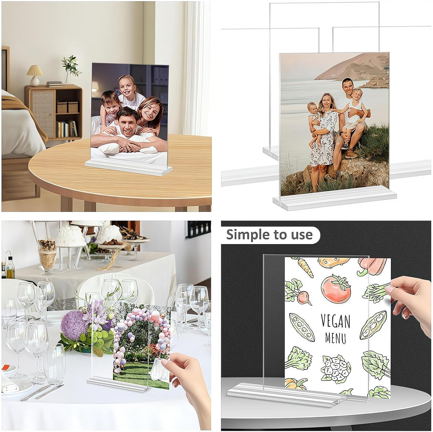 ZHIGOU Acrylic Sign Holder A4 Transparent Tabletop Menu Display Stand, T-Shaped Advertising Stand, Double-Sided Plastic Frame for Restaurant, Office, Hotel, Store Promotion, Event, Photo Frame image number 6