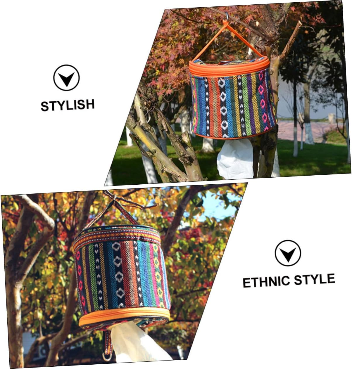 SHOWERORO Ethnic Style Tissue Bag Zipper Portable Washable Napkin Pouch for Travel Artistic Tissue Holder for Home and Office