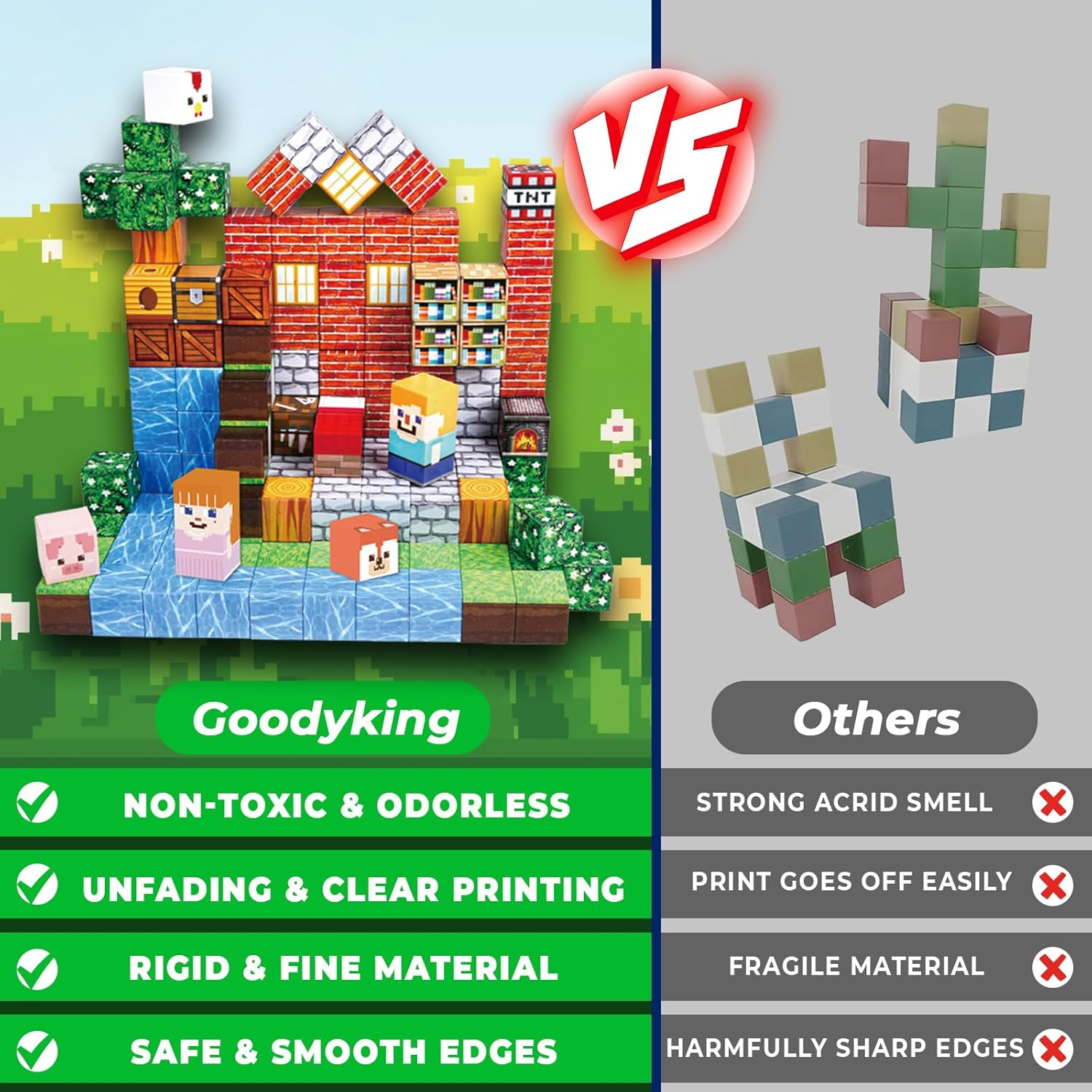 Goody King Magnetic Building Blocks|150Pcs Magnetic Building Cube Game, Constructions Toys for Boys & Girls Age 3-4,5-8 9 10,STEM Montessori Stacking Toy, Sensory Tiles Birthday for Toddlers image number 6