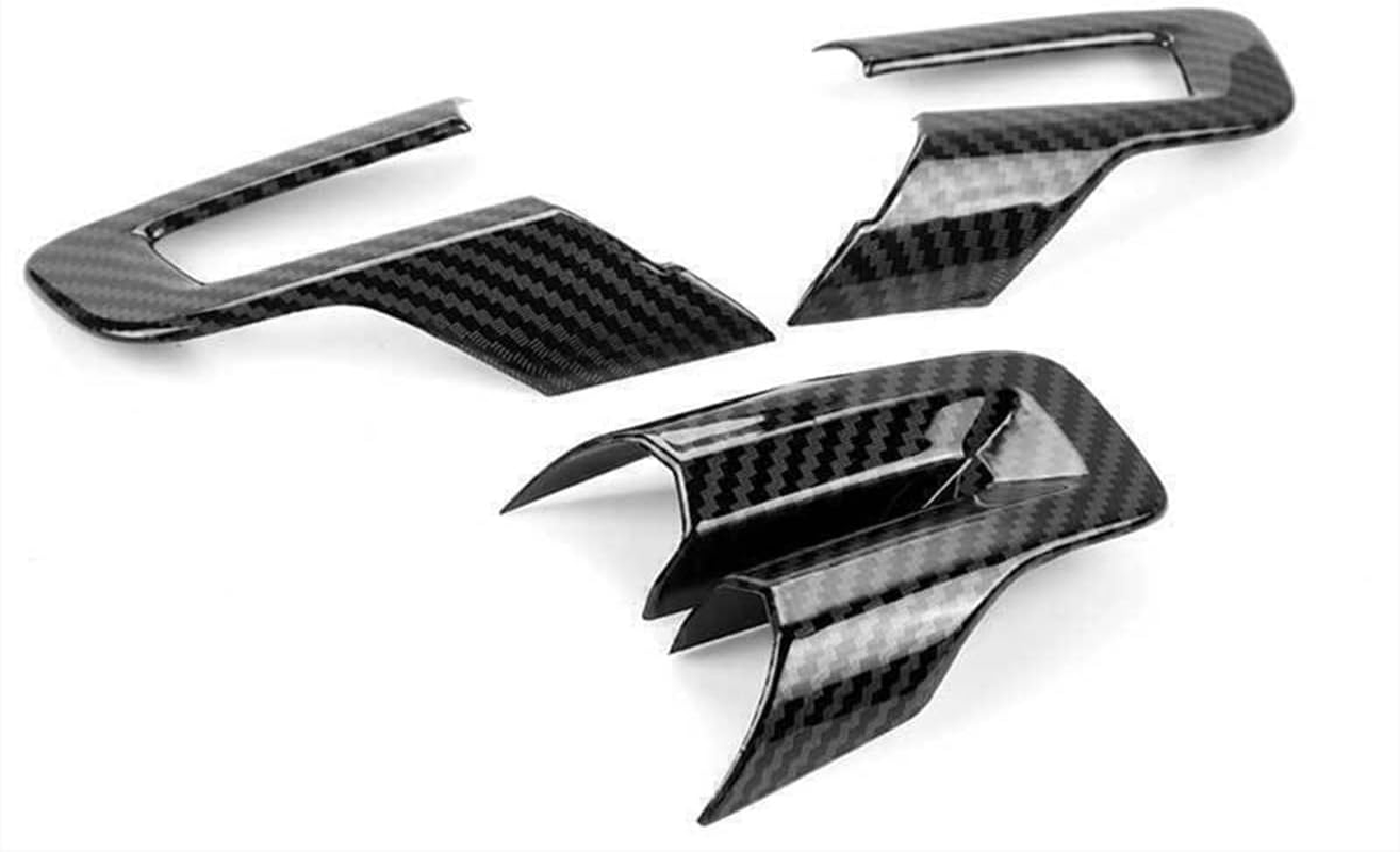 KDFUHRUI Steering Wheel Cover Trim for Ford Mustang Accessories 2015 2016 2017 2018 2019 2020 2021， Car Interior Accessories，Carbon Fiber (Black Carbon Fiber) image number 2