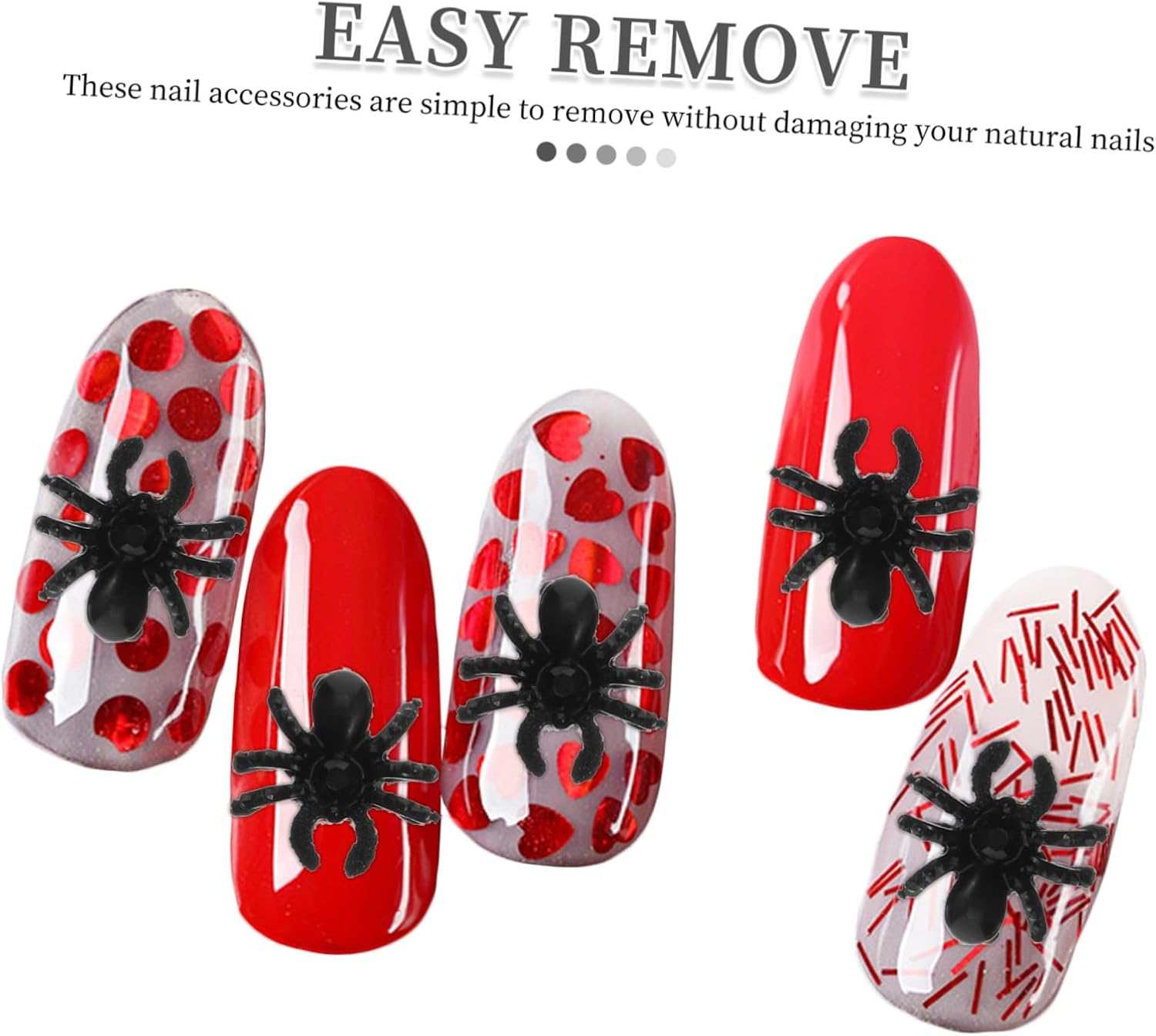 Healeved 750Pcs Halloween Nail Charms Dark Style Animal Spider Nail Art Charms for Manicure Parties Cosplay Carnivals Halloween Accessories image number 3
