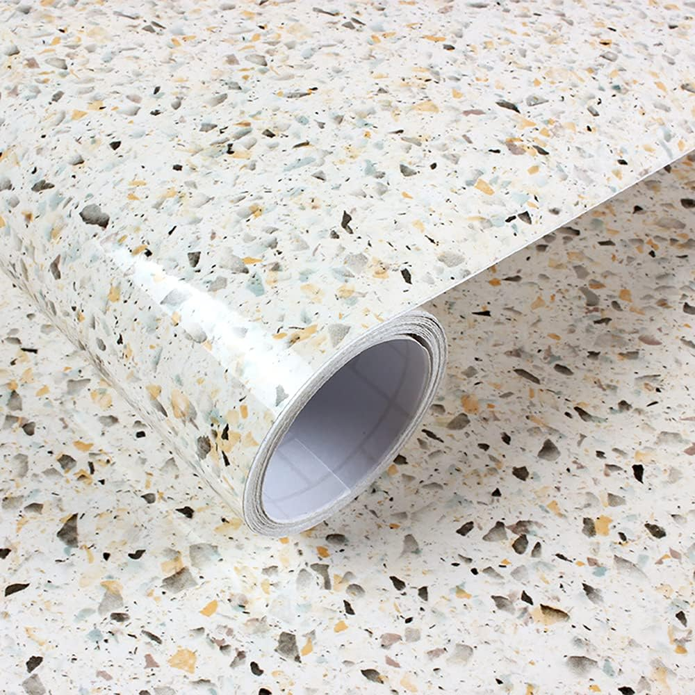 Glossy Marble Contact Paper for Countertop Marble Peel and Stick Wallpaper Granite Wallpaper White Marble Sticker Waterproof Marble Self Adhesive Wallpaper Removable15.7&rdquo;&times;118&rdquo; Easy to Install