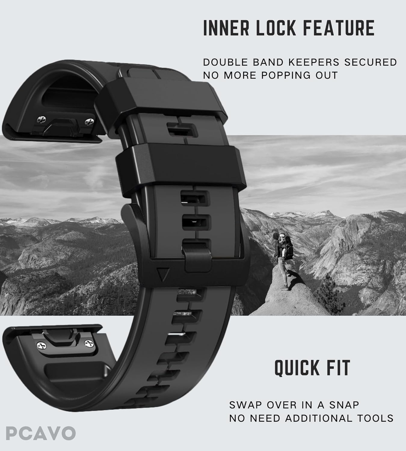 PCAVO Watch Bands for Garmin Fenix 5X/6X/7X Pro Solar Fenix 3HR, Quickfit 26 Sturdy Silicone Strap Replacement for Garmin Enduro 2 Tactix Descent 51MM image number 5