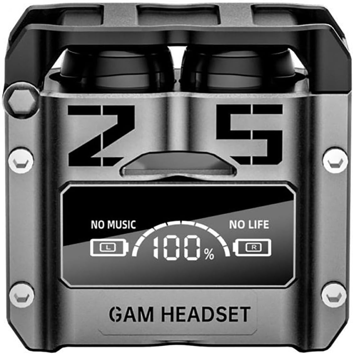 ELLENNE - Headphones Bluetooth 5.2 ANC - Futuristic Fantasy - Simil Metallic - Wireless M25 TWS Sport Waterproof Fitness Long Durability M25 image number 5