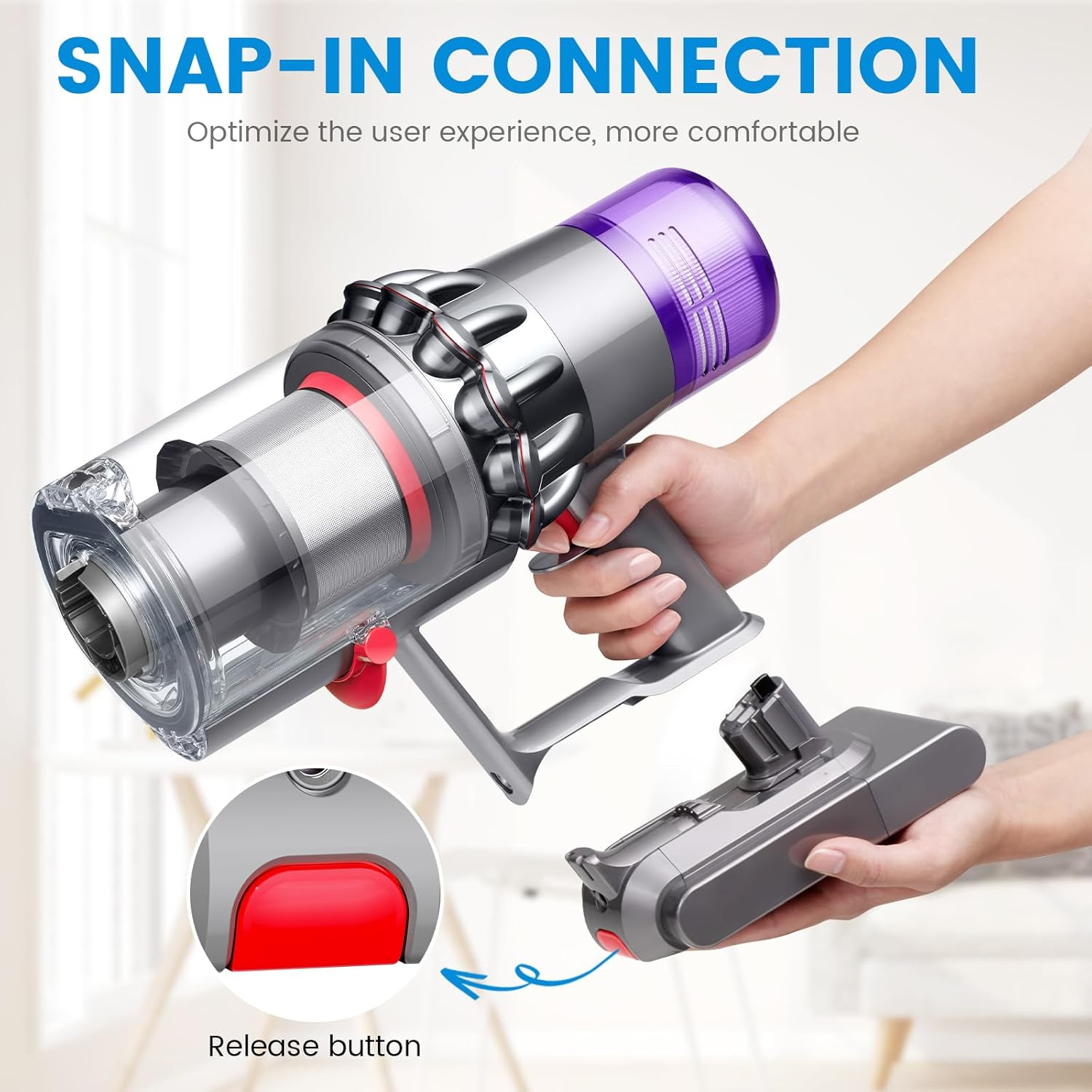 25.2V 3900Mah V11 Click-In Battery Compatible with V11 Absolute/Animal/Outsize/Total Clean Series Battery(With Red Button) image number 5