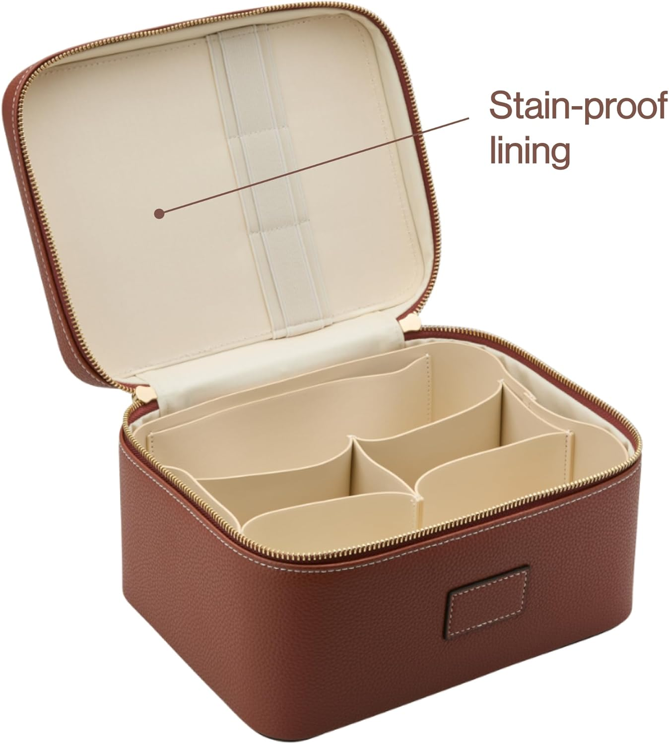 ETOILE - Vanity Case Ginger Brown - Stylish Travel Makeup Bag Organizer with Dividers - Burgundy image number 3