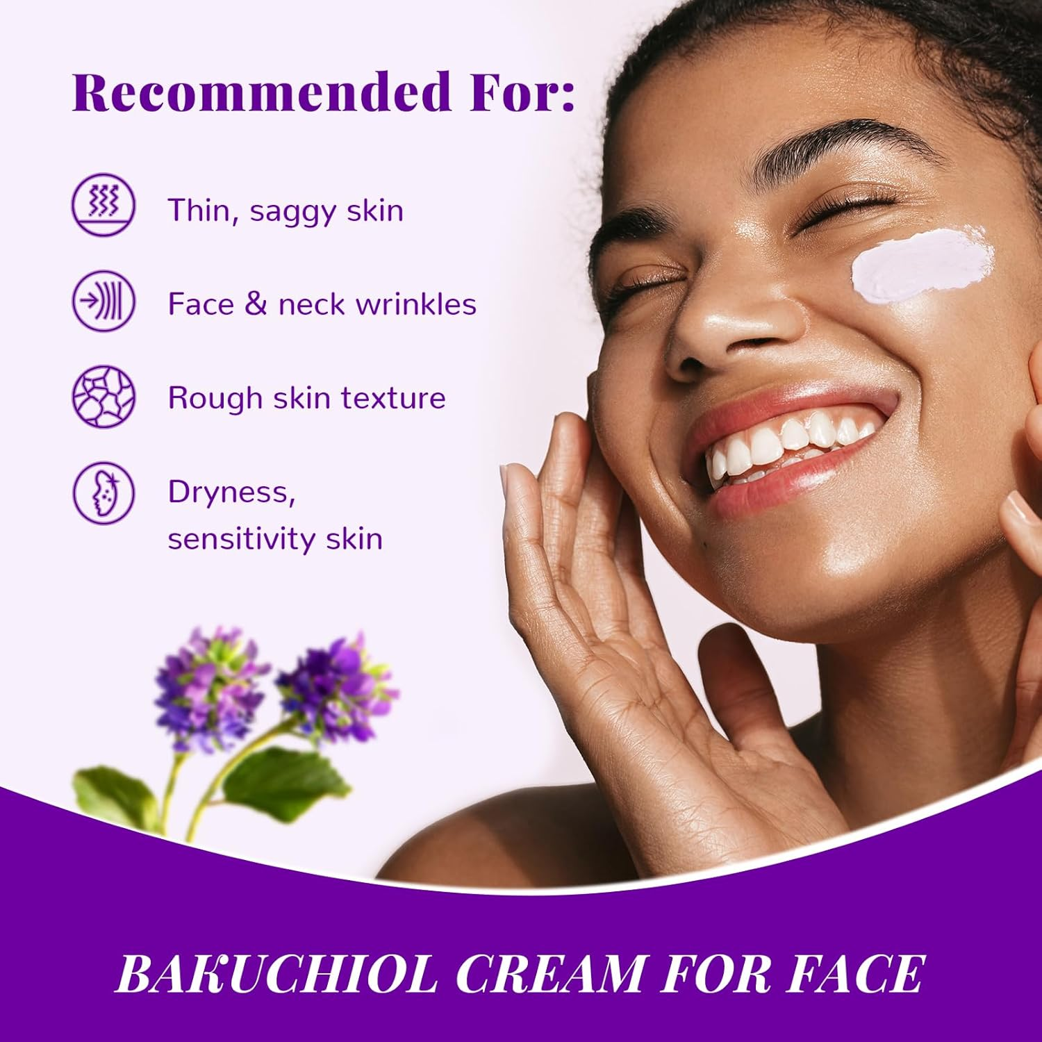 ANAI RUI Bakuchiol Face Cream Moisturizer - Anti-Aging Night Cream, Natural Retinol Alternative with Bakuchiol, Collagen & Squalane - Hydrating Firming Cream for Women - 1.7 Oz image number 2