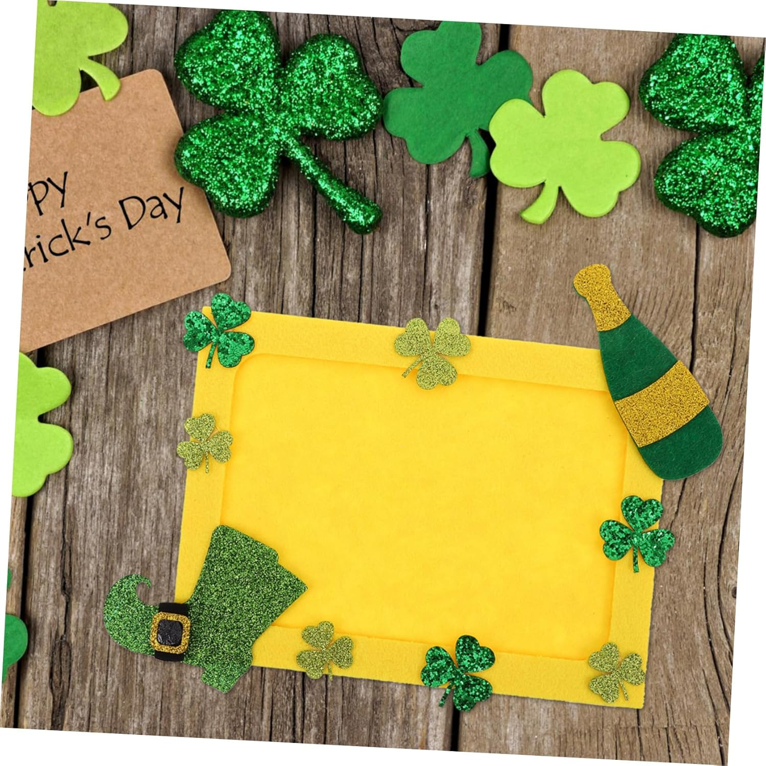 DIY Patrick'S Day Photo Frame Non Woven Green Shamrock Decorative Craft Frame for Home Office and Holiday Decor Present for Creative DIY Projects image number 4