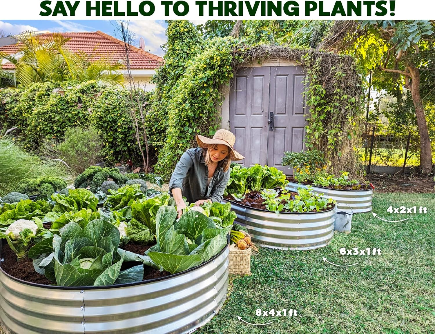 Galvanized Raised Garden Bed Outdoor // 4&times;2&times;1 Ft Planter Boxes Raised Beds for Outdoor Plants, Vegetables, Gardening // Large Metal Raised Garden Bed Kit (Silver) // Patent Pending Tool-Free Assembly - Dark Green image number 7