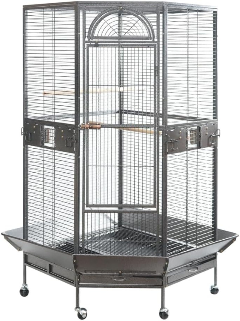 YES4PETS 161 Cm XL Corner Bird Cage Pet Parrot Aviary Perch Castor Wheel image number 3