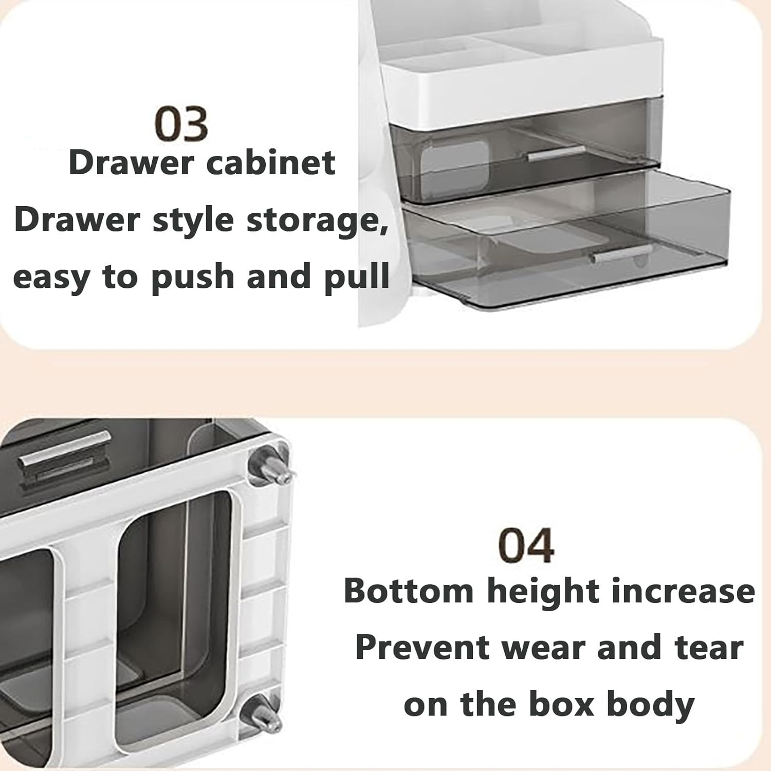 SYGELER Makeup Organizer with Drawers, Brush Holder, Desk Cosmetics Organizer with Large Capacity, Cosmetic Display Case for Make Up, Eyeshadow, Lotions, Lipstick, Beauty Essential image number 2