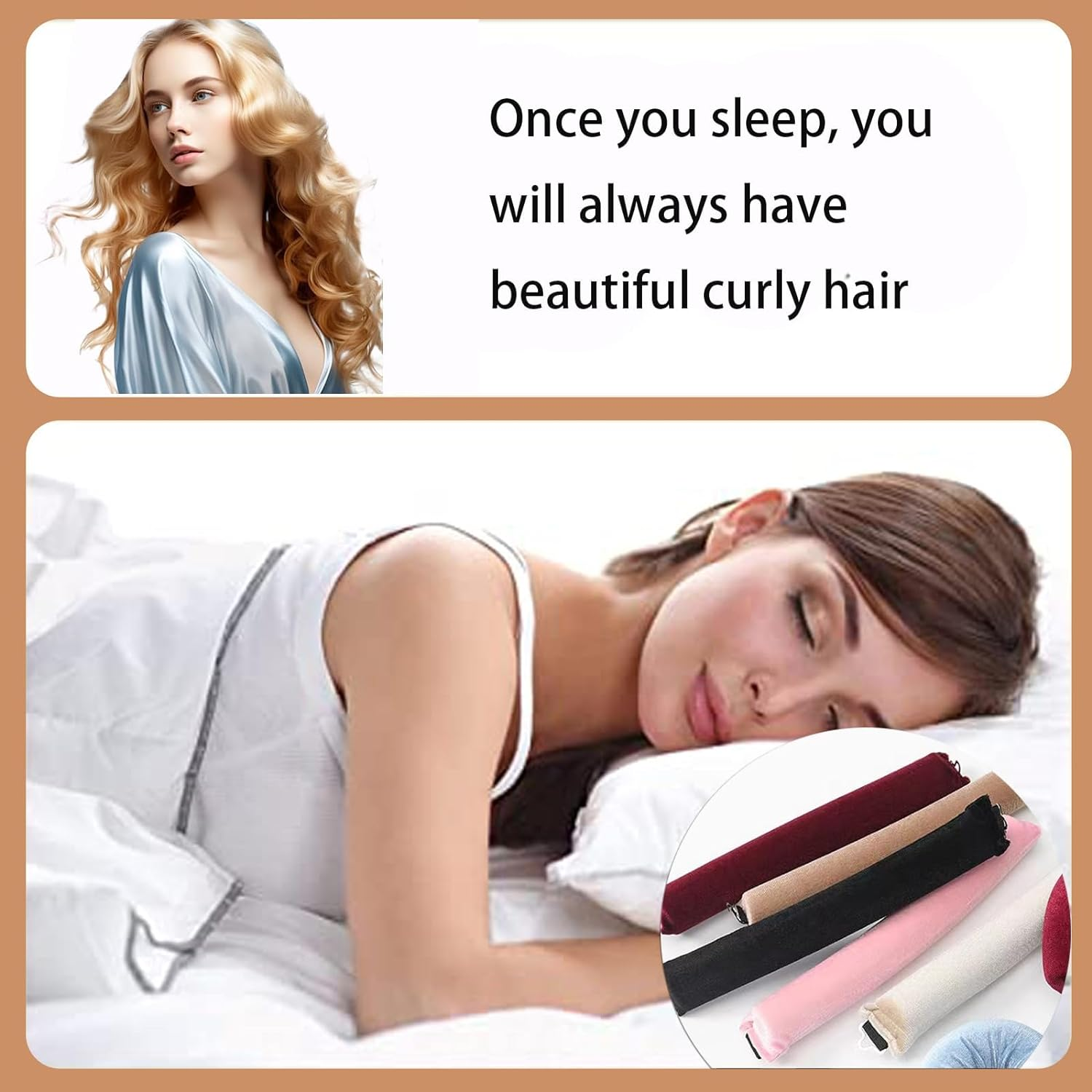 4PCS Heatless Hair Curler, Heatless Curlers Headband, Hair Curlers No Heat for All Hairs Types, Soft Hair Roller for Sleeping, Heatless Curling Set Overnight Curls (Black, 4 Pack (Without Silk Head Scarf)) - Black image number 3