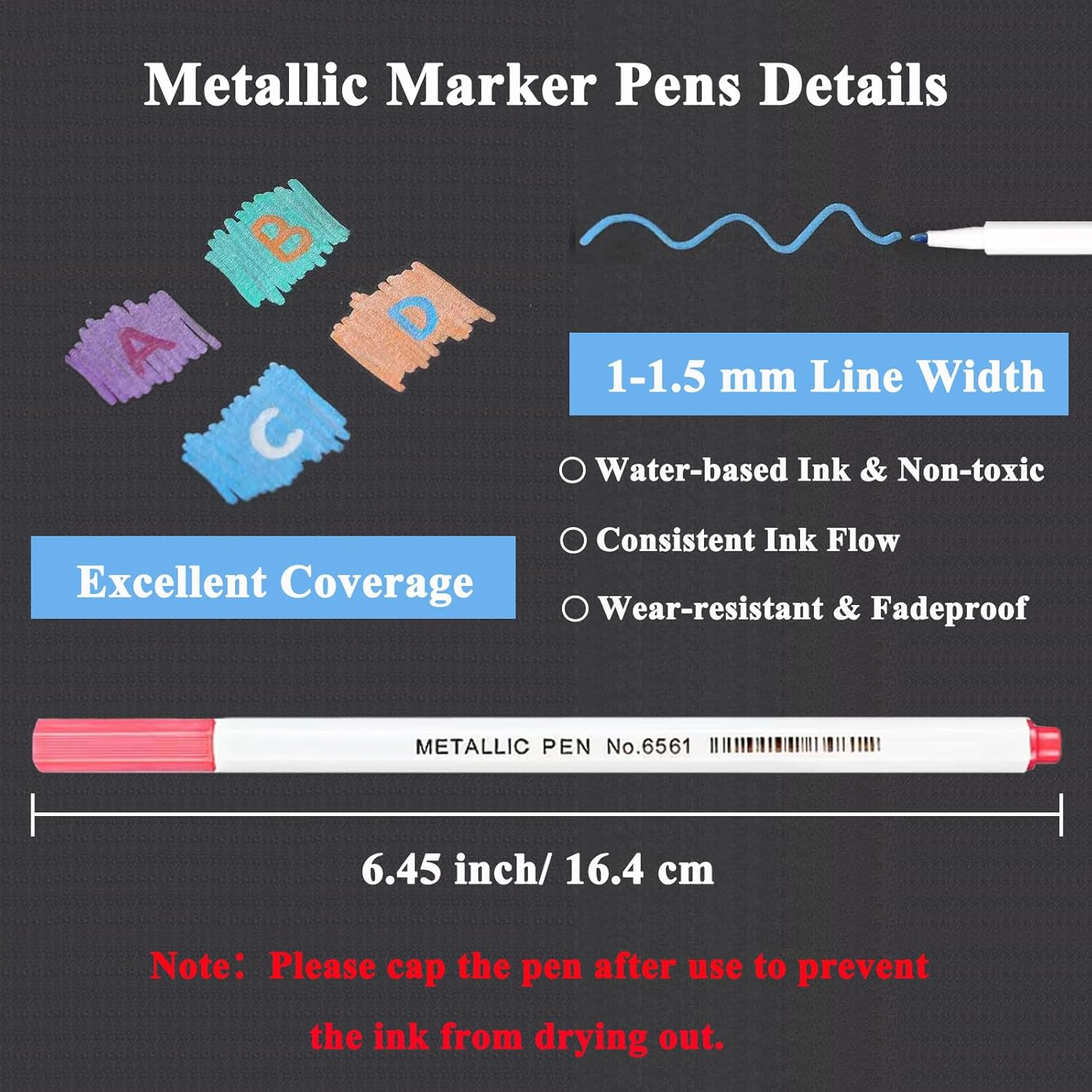 SAYEEC Metallic Marker Pens, 20 Colors Fine Tip Metallic Markers, Metallic Paint Pens for Black Paper, Art Rock Painting, Easter Egg, Halloween Pumpkin, Card Making, Scrapbook Crafts, DIY Photo Album