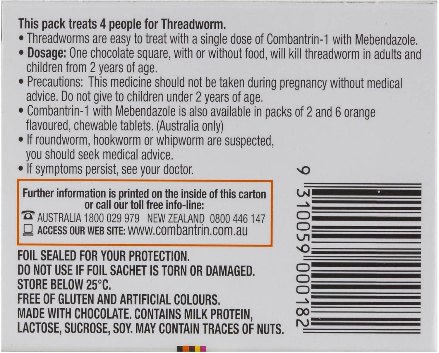 Combantrin Chocolate Squares, 4 Count, Pack of 4 image number 3