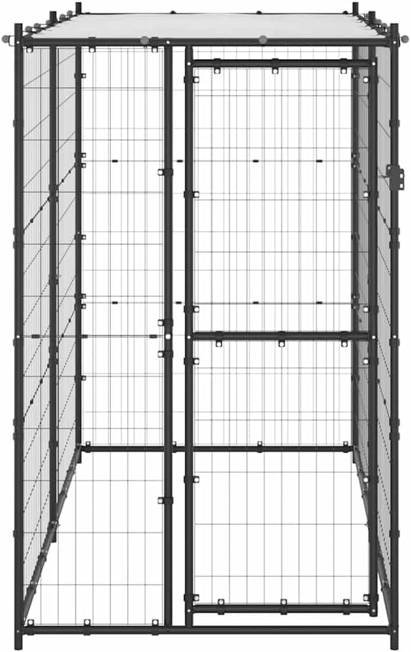 Outdoor Dog Kennel Steel with Roof Large Pet House 110X220X180 Cm Weatherproof image number 3