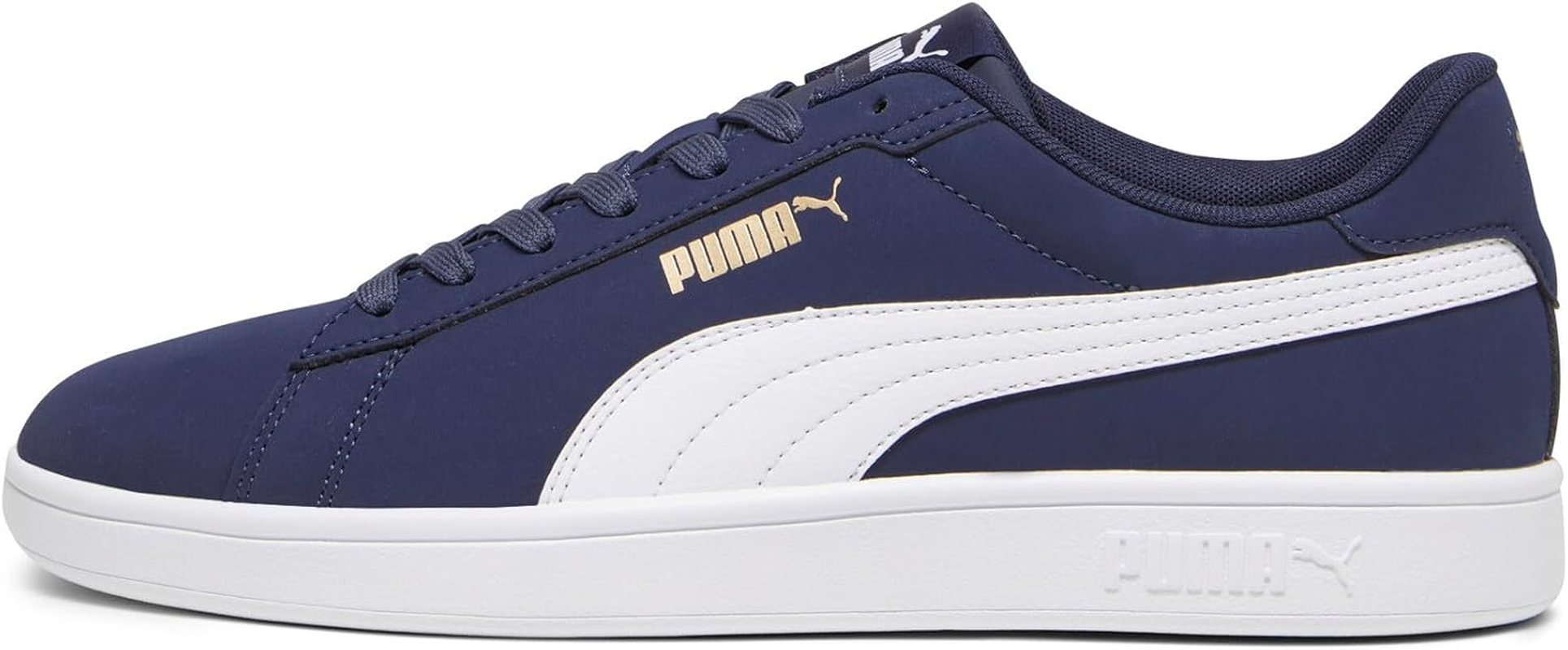 Puma Unisex Smash 3.0 Buck Sneaker, Navy/White/Gold, US 12 image number 6