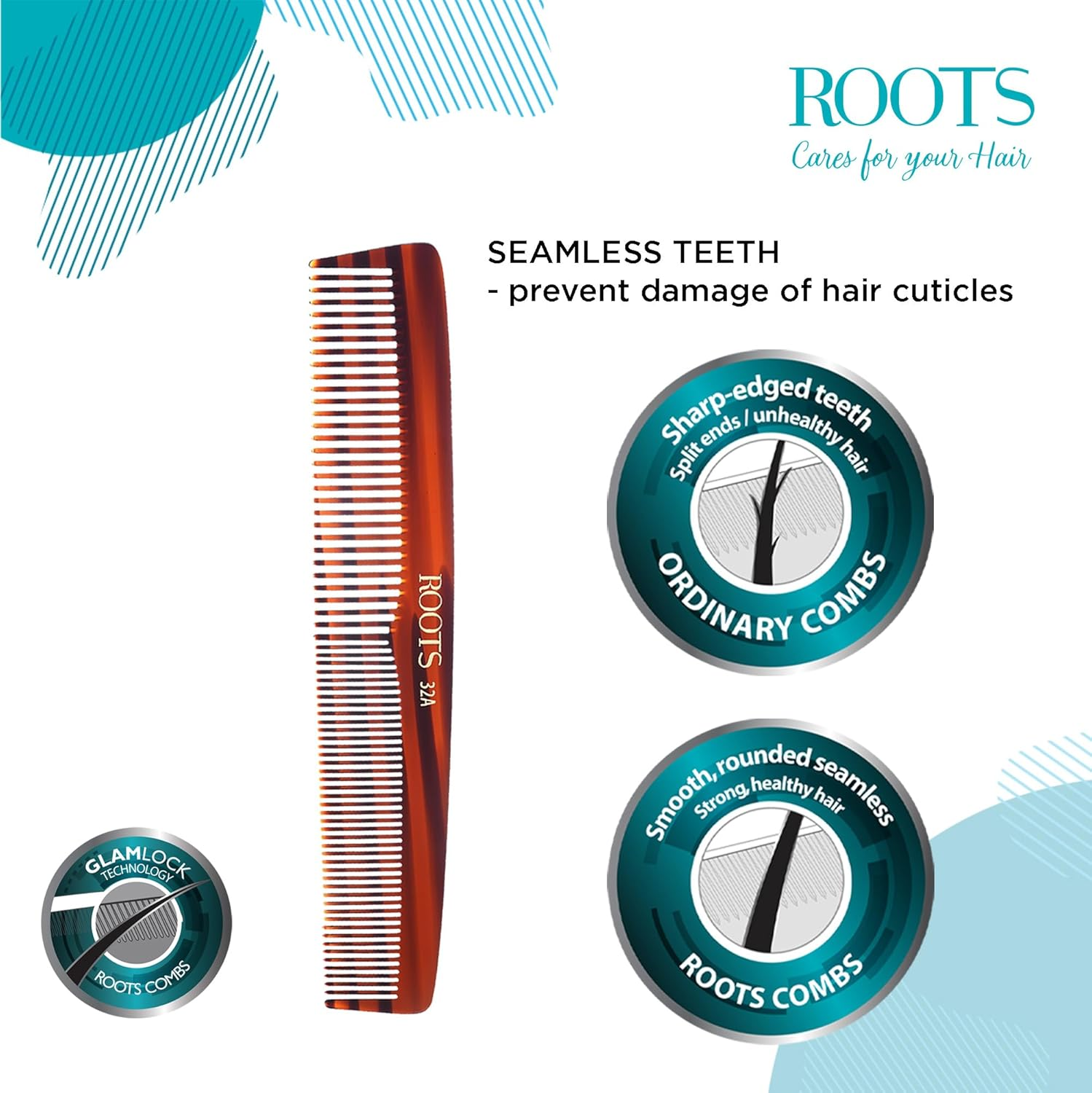 Roots - Brown Combs for Hair - Dressing Comb - Wide & Thin Tooth Comb - Comb for Wome image number 4
