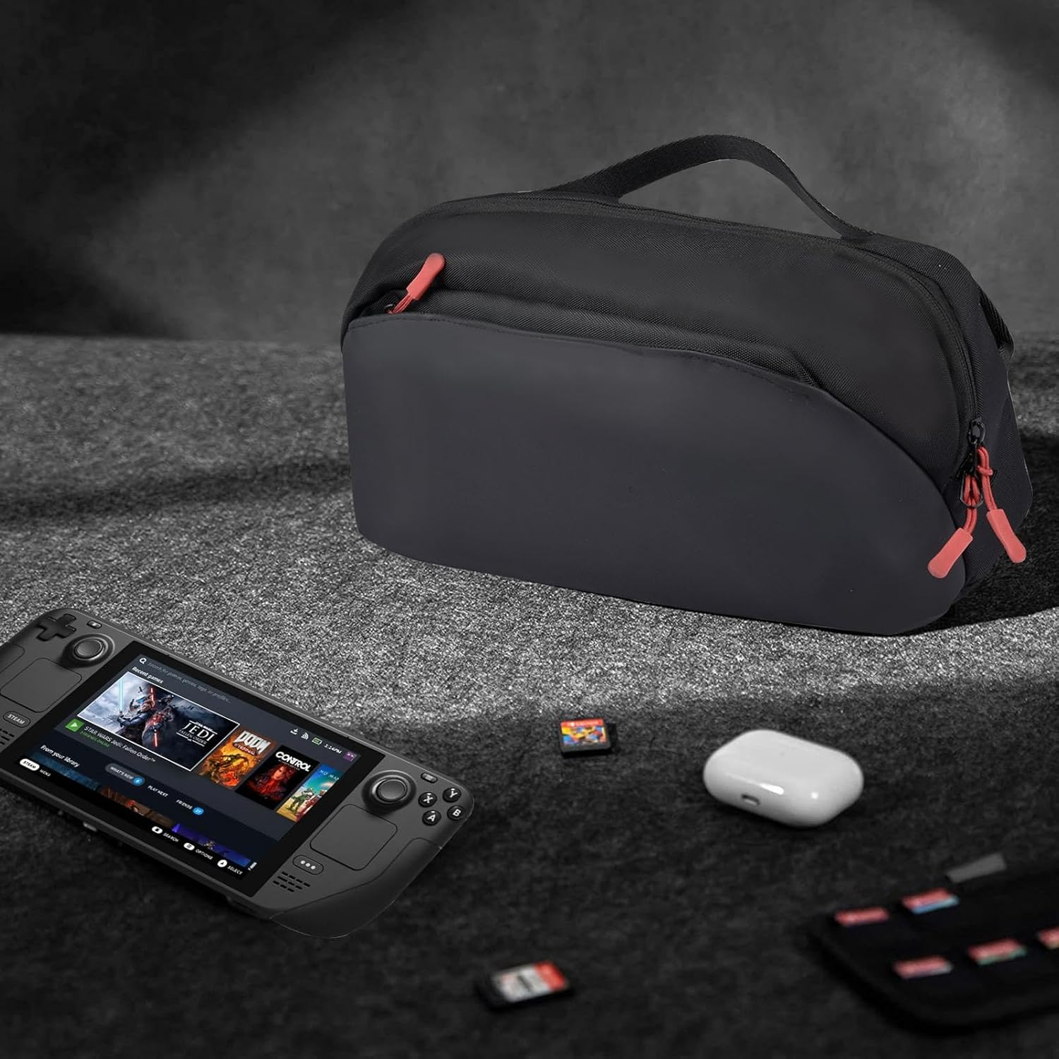 T Tersely Carrying Case for ROG Xbox Ally X/PS Portal/Legion Go/Steam Deck/Asus ROG Ally/Switch Oled/Switch 2 Handheld & Accessories - Multi-Pocket Storage Bag for Console, AC Adapter, Dock Station image number 2