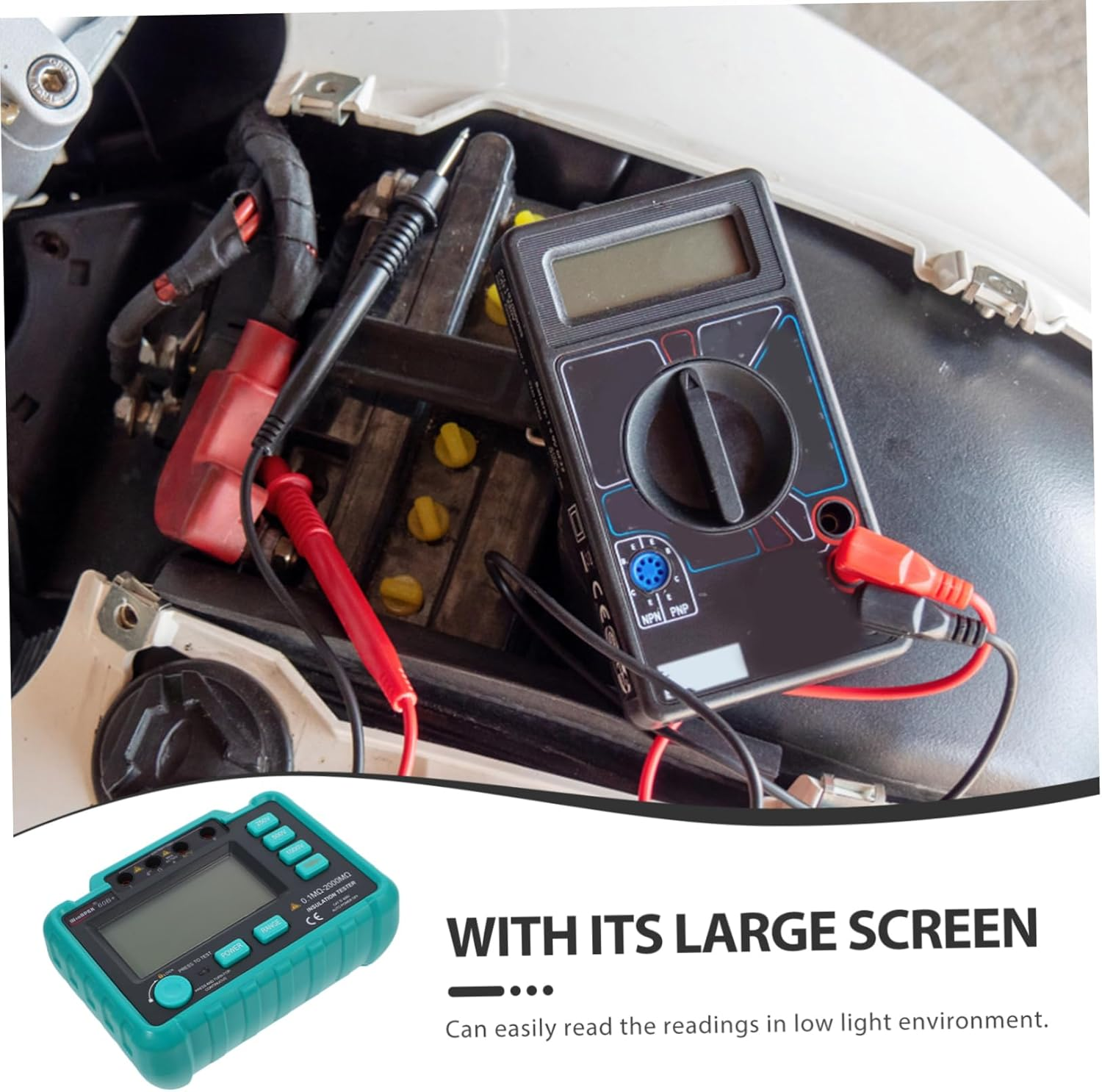 Iplusmile Automotive Electrical Tools Insulation Tester Digital Megohm Large Screen LCD Display Backlight Resistance Tester