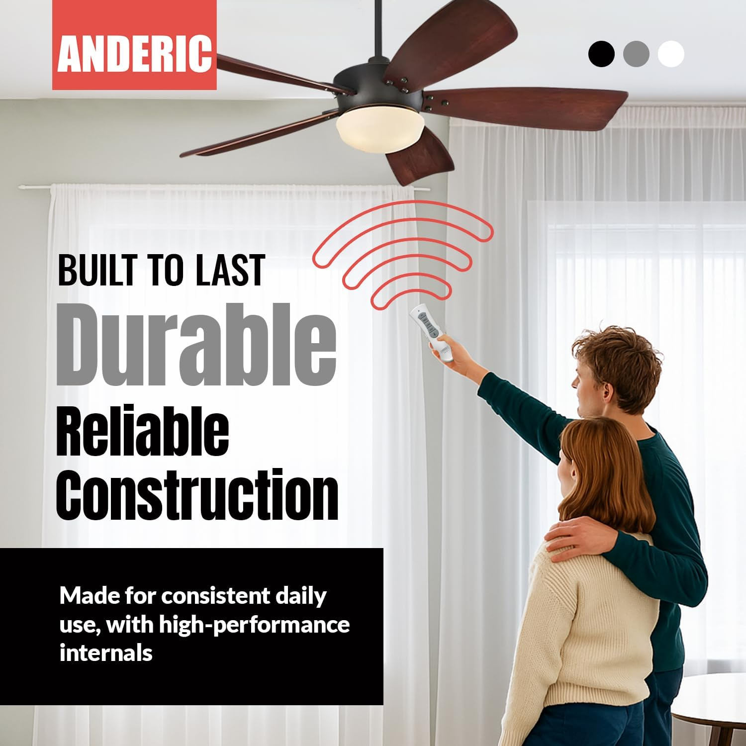 Anderic Slim Style UC7216T - Compatible with Hampton Bay/Harbor Breeze Ceiling Fans and Includes Wall Mount - Replaces: CHQ7216T, CHQ7078T, UC7078T, Fan-Hd, HD5 (Standard Slim - RR7216T) image number 4