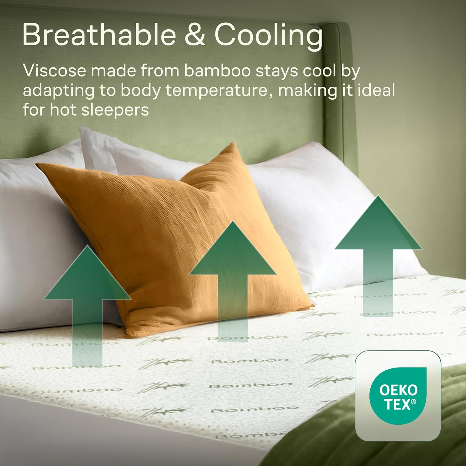 100% Waterproof Full Size Mattress Protector - 360 Protection against Spills, Stains & Accidents for Parents & Pet Owners - Noiseless & Cooling Viscose Made from Bamboo (Green)