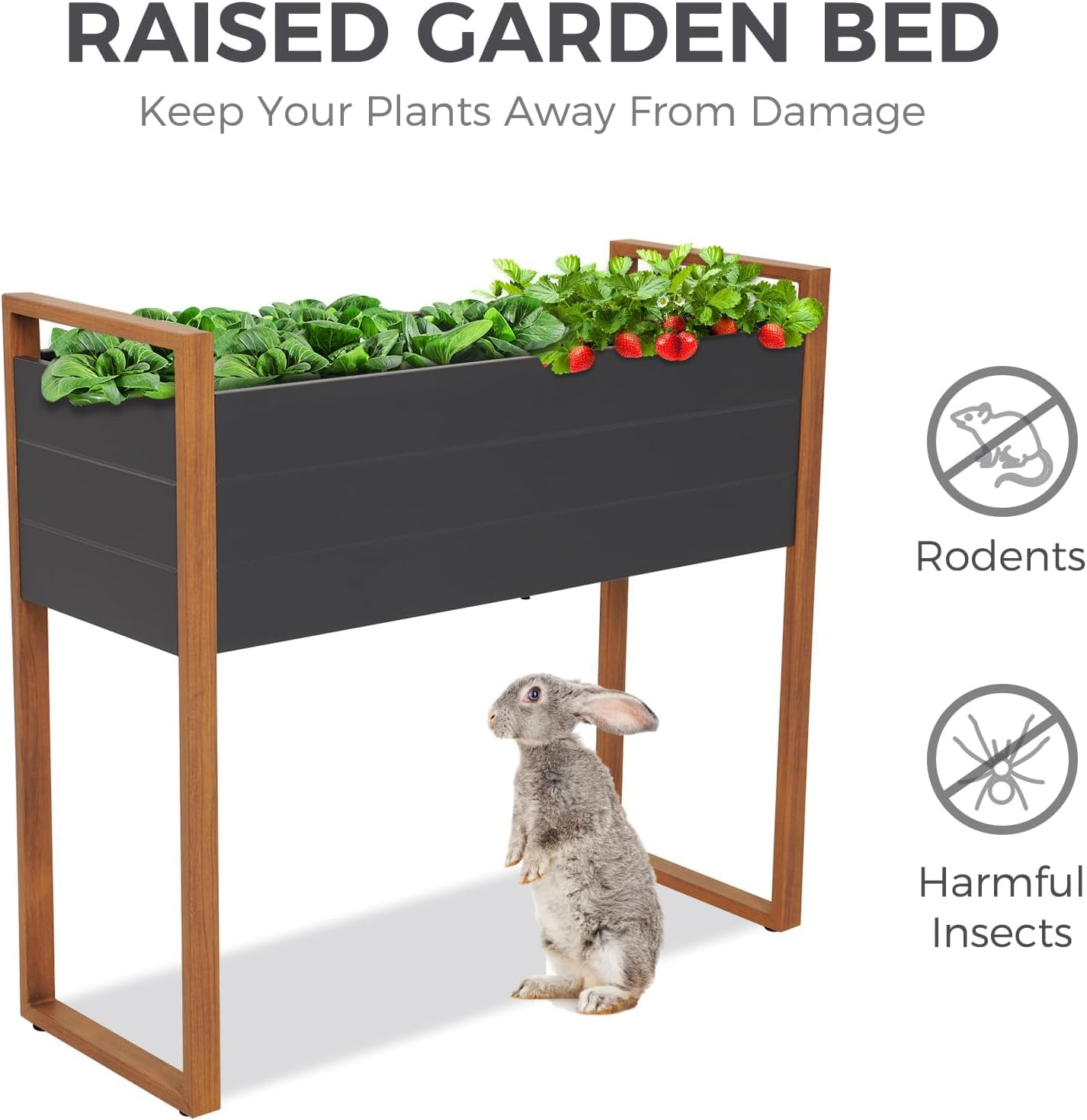 Grand Patio Raised Garden Bed, Metal Planter Box with Legs and Drainage Holes, Weather-Resistant Elevated Plant Containers for Vegetables, Flowers, Herbs, Outdoor Gardening Supplies (100&times;38&times;91Cm) image number 4