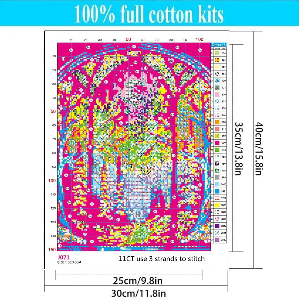 Starry Night Stamped Cross Stitch Kits - Tree Counted Cross Stitch Kits for Beginners Adults Needlepoint Moon Cross-Stitch Patterns Dimensions Needlecrafts Embroidery Kits Arts and Crafts image number 5