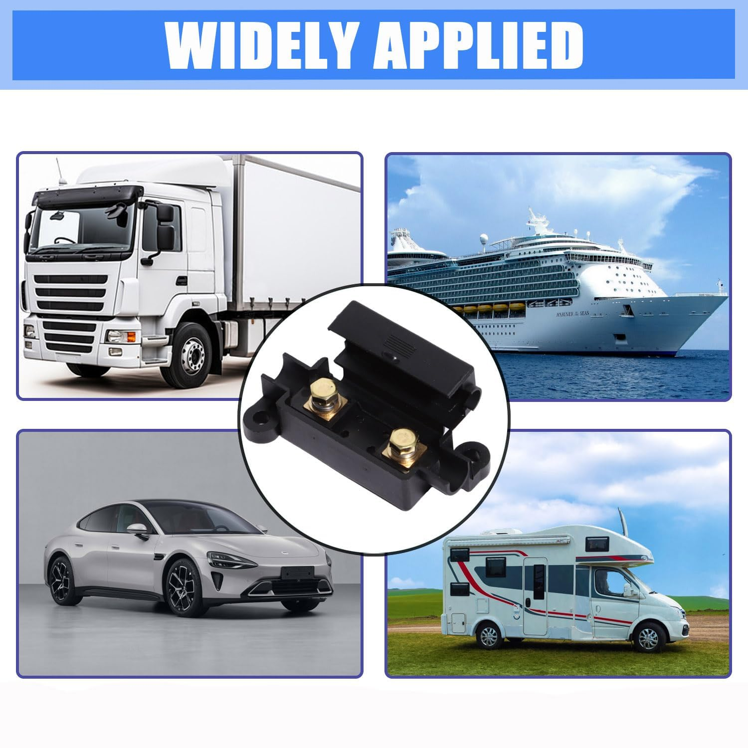 MIDI Fuse Dual Battery Kit 50 Amp Fuses ANS Holders High Current Protection Universal Car Truck Marine Electrical System image number 3