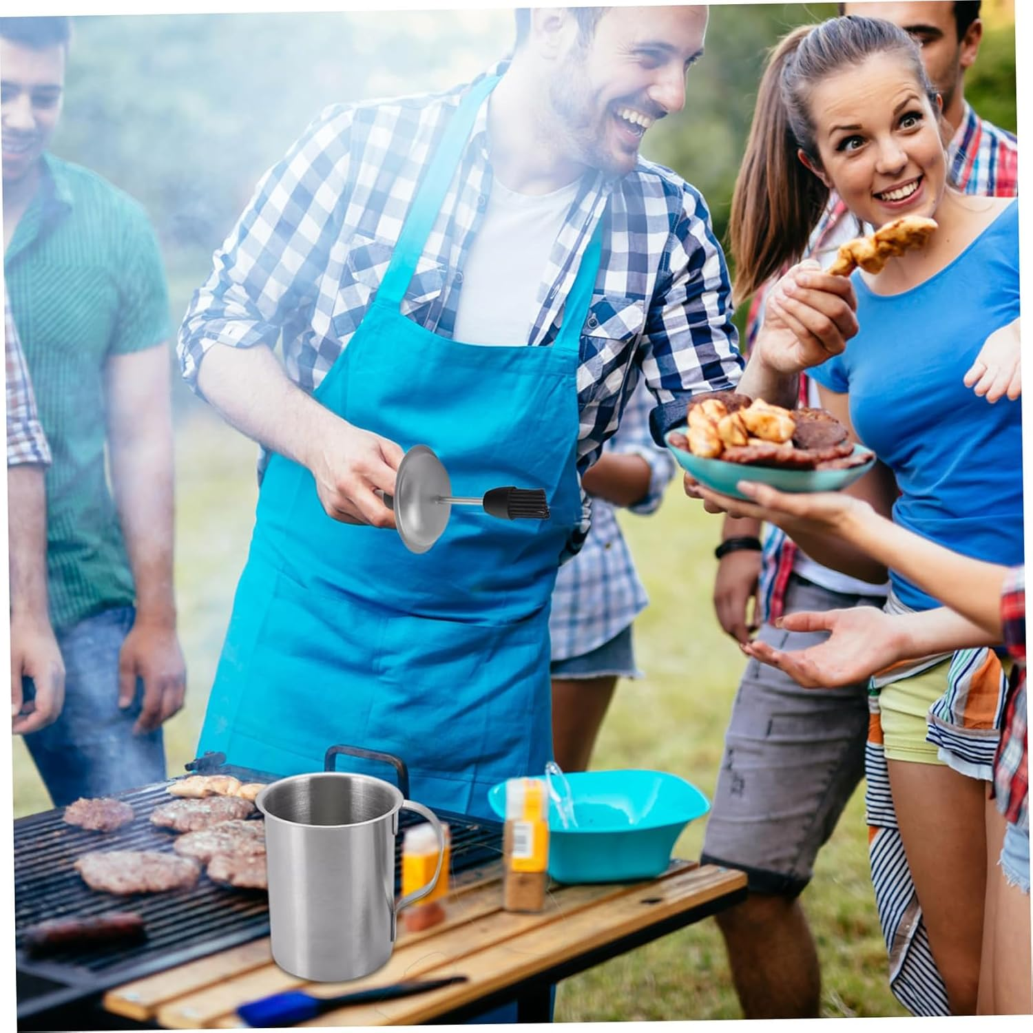 Stainless Steel Basting Pot with Brush, Airtight BBQ Sauce Container with Handle, Heat-Resistant Basting Brush for Cooking & Grilling image number 3