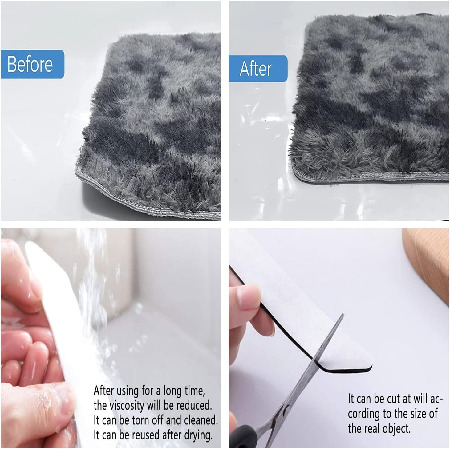 16 Pieces Rug Grippers, Anti-Slip Carpet Gripper, Double Sided Washable Removable anti Curling Corner Carpet Gripper, Non Slip Renewable Adhesive Rug Tape for Hardwood Floors and Tile (180Mm*30Mm) image number 6